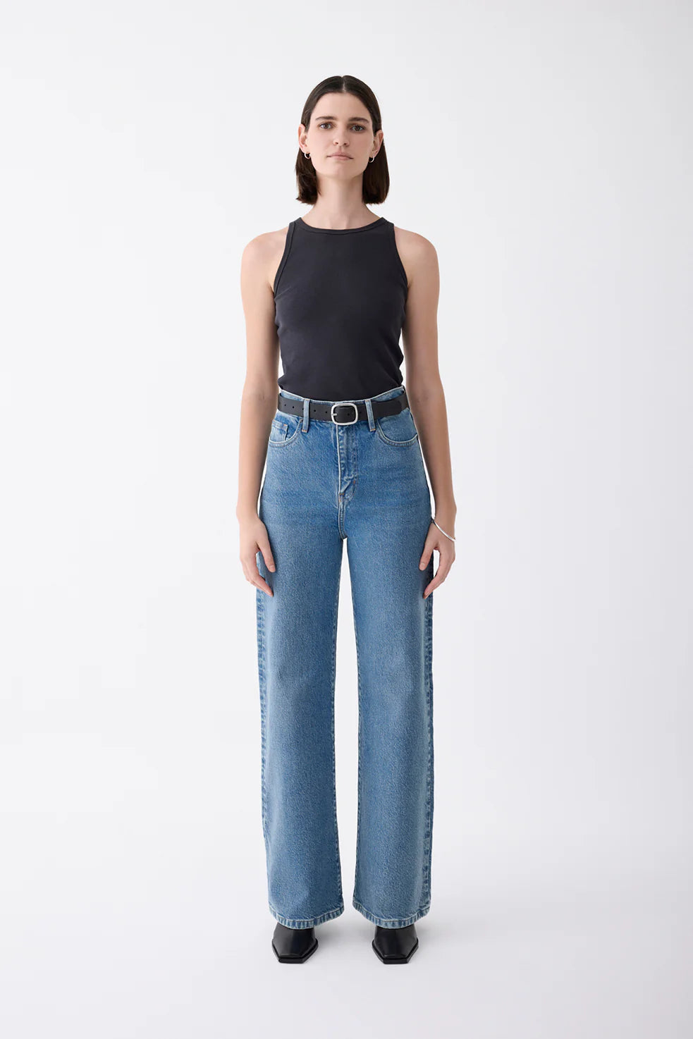 Outland Denim - Ellie High Wide Leg Jean - Meridian Mid Blue