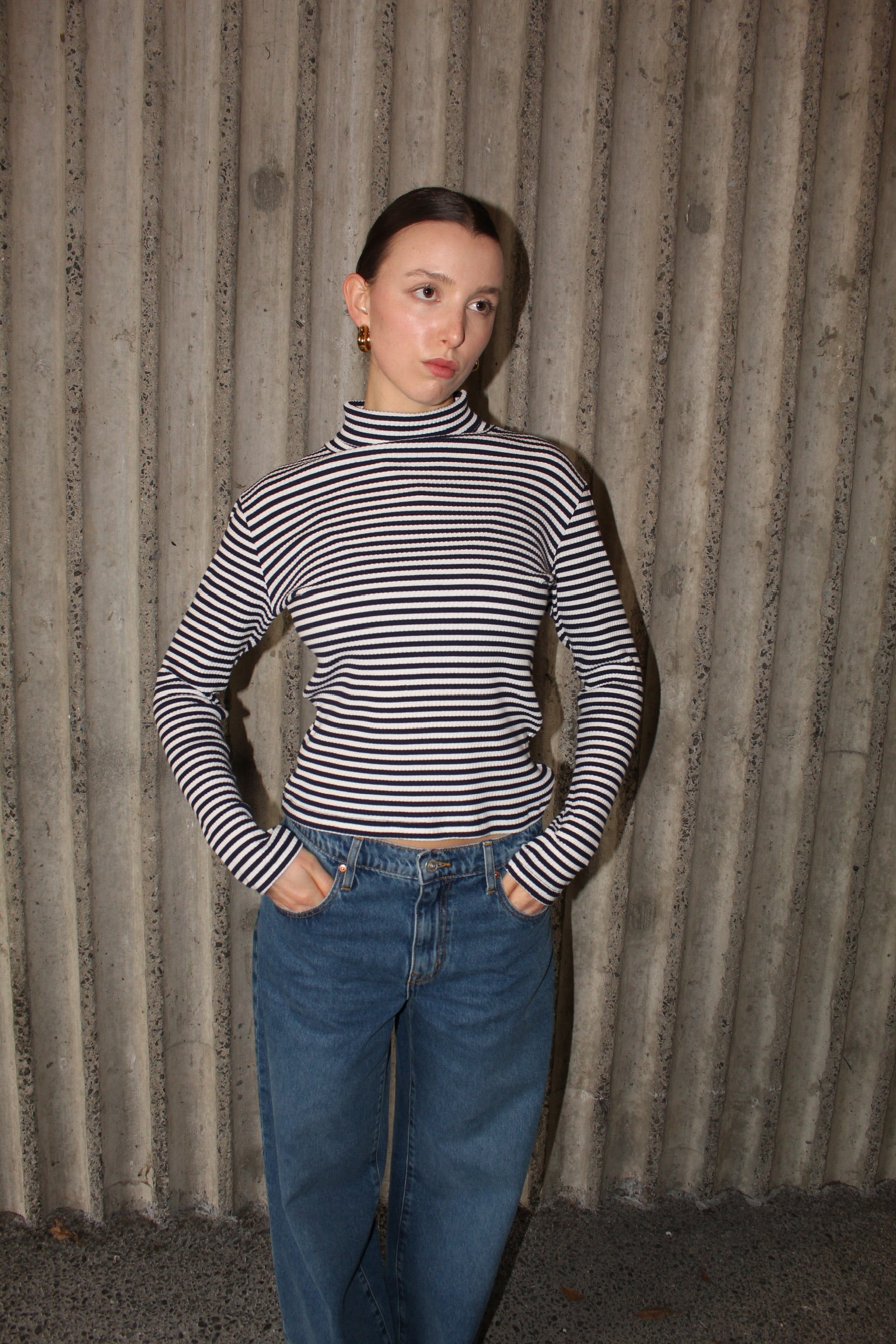 Annie - Suki High Neck - Navy/White Stripe