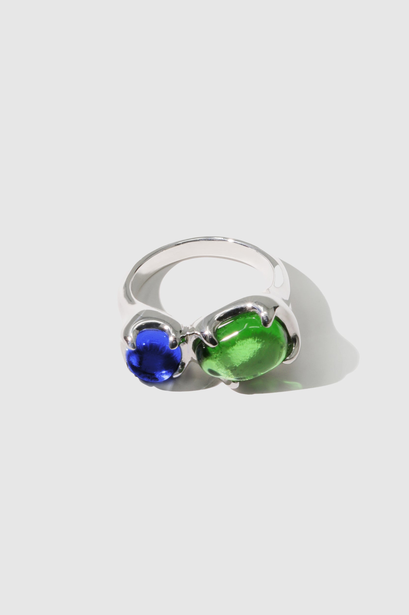 CLED - Duo Beam Ring - Sterling Silver - Green Forest
