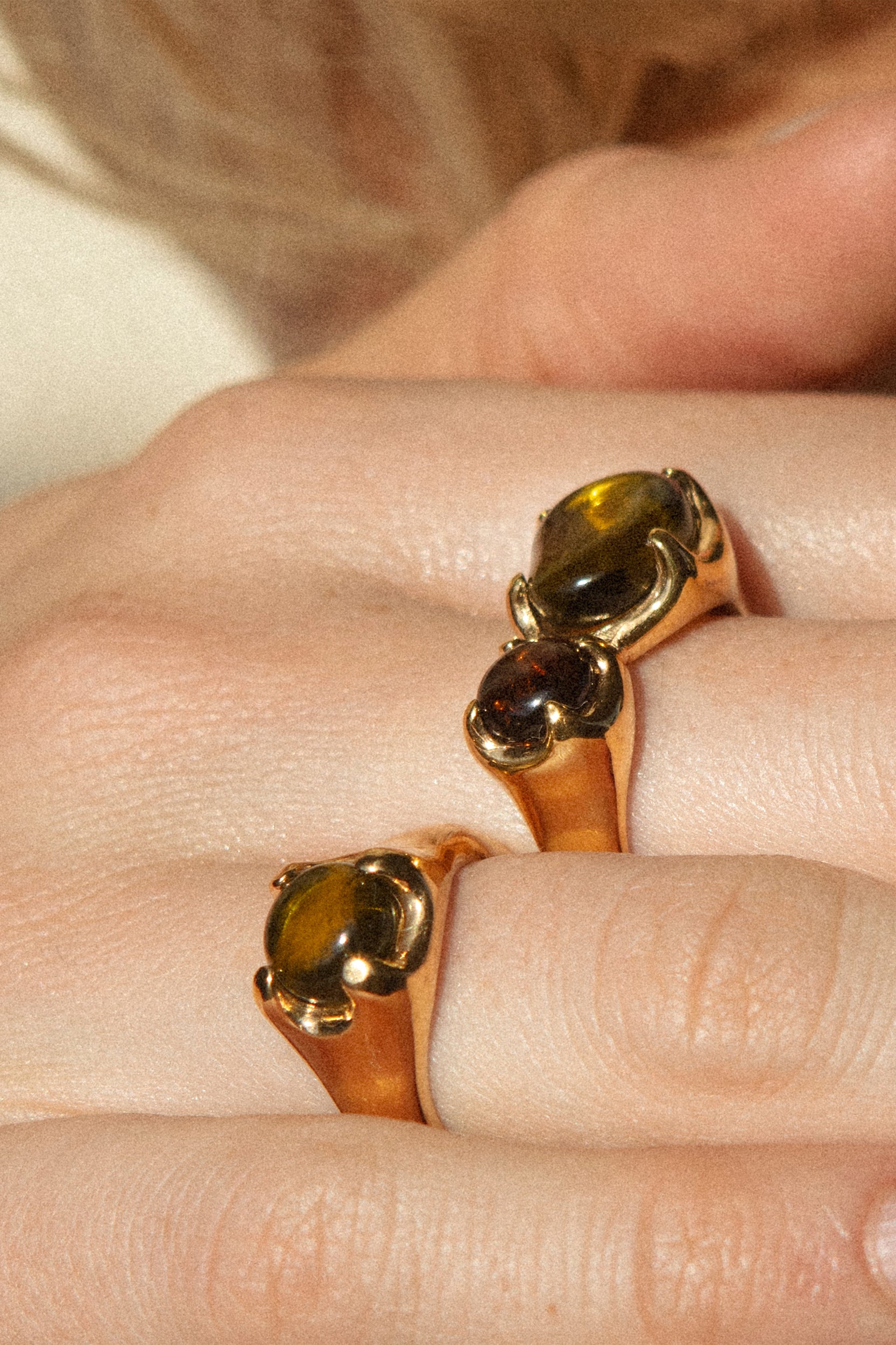 CLED - Duo Beam Ring - Sterling Silver - Green Forest