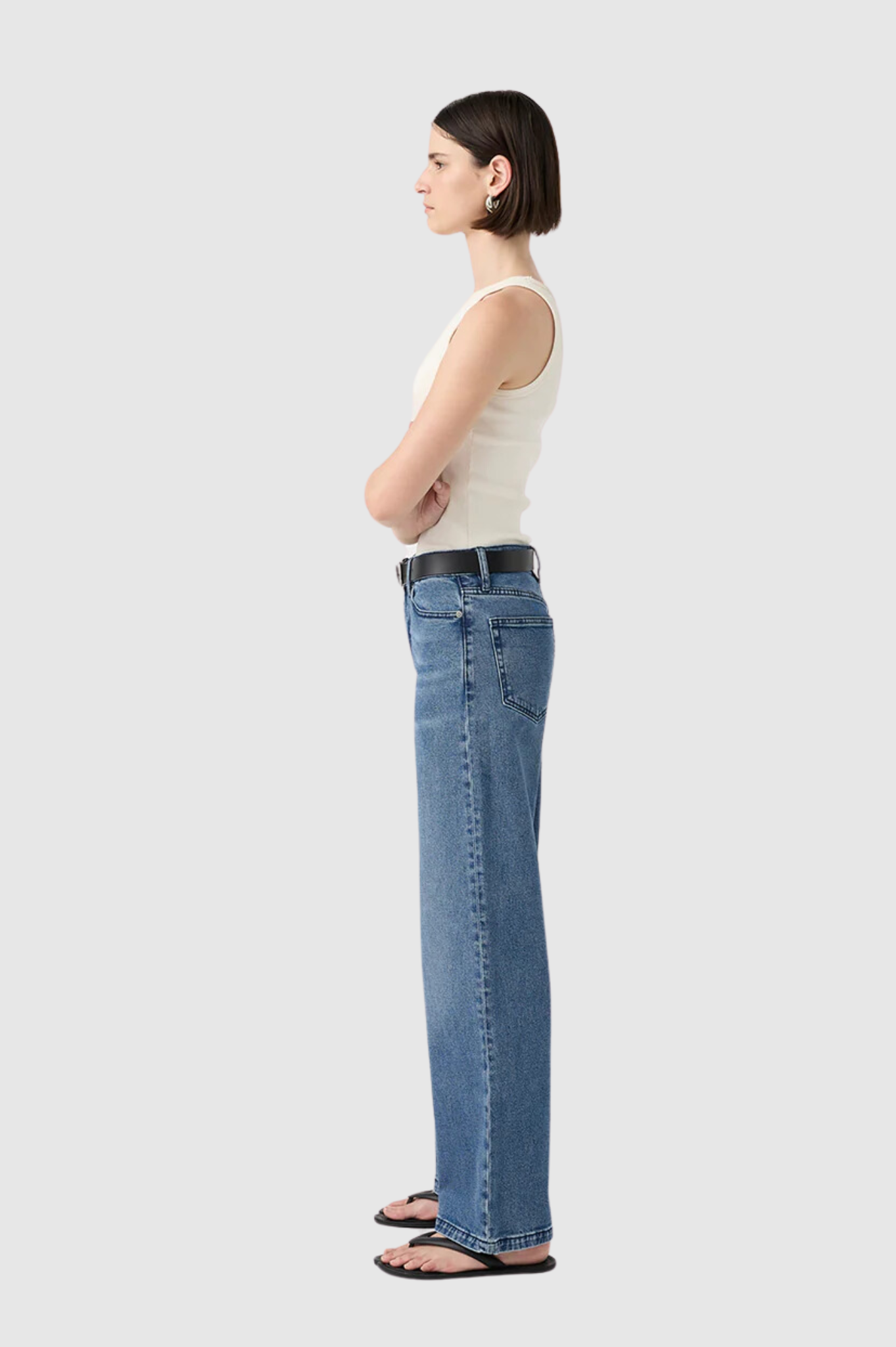 Outland Denim - Mia Mid Rise Wide Leg Jean - Opulent Blue
