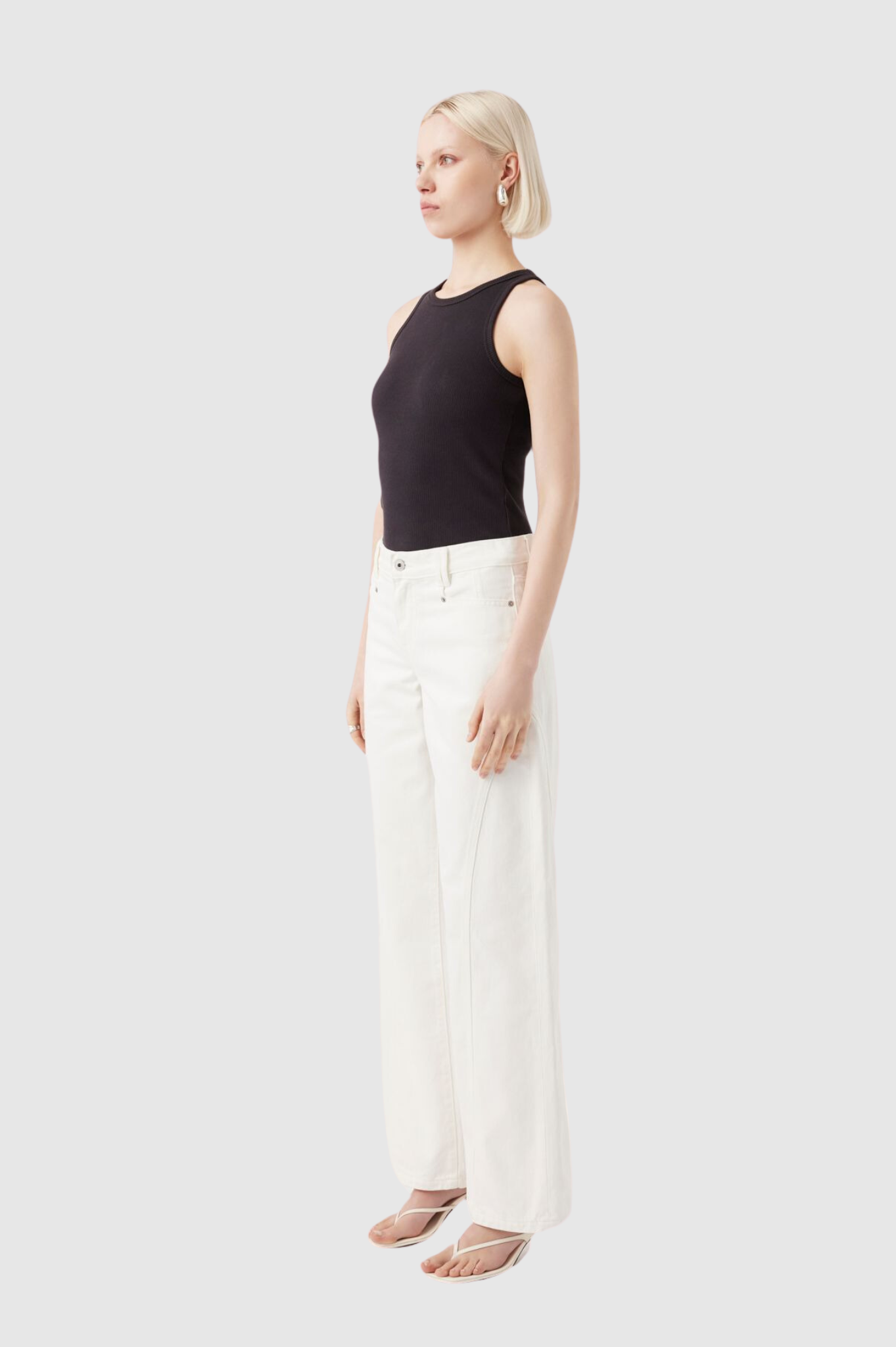 Outland Denim - Giselle Mid Wide Jean - White