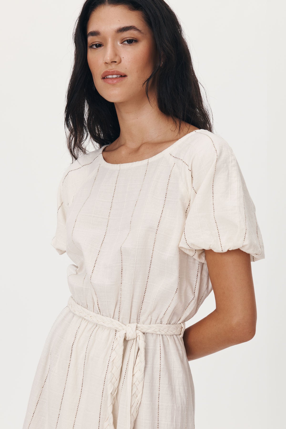 LAST ONE | ROWIE - Dara Stripe Minidress - Natural