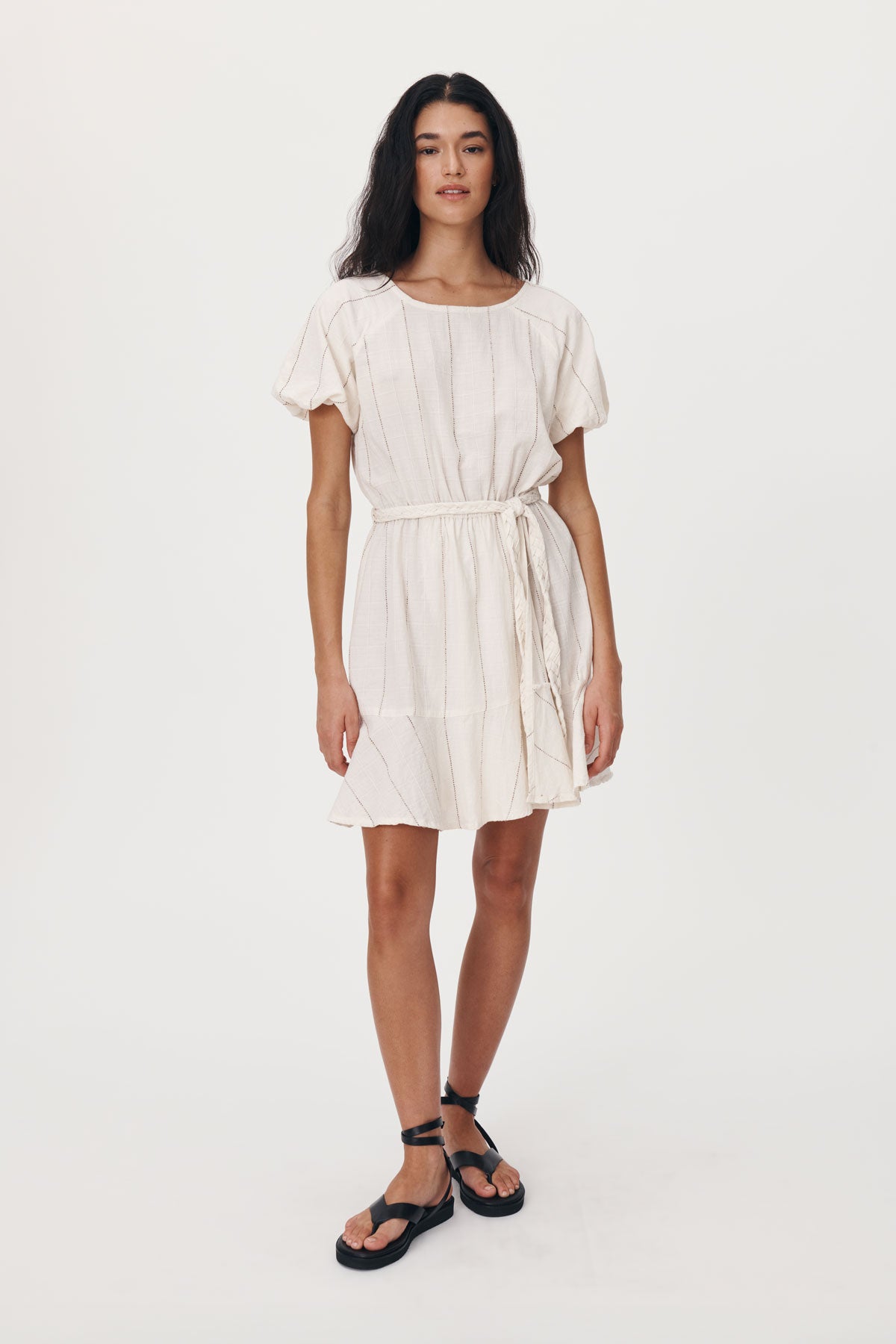 LAST ONE | ROWIE - Dara Stripe Minidress - Natural
