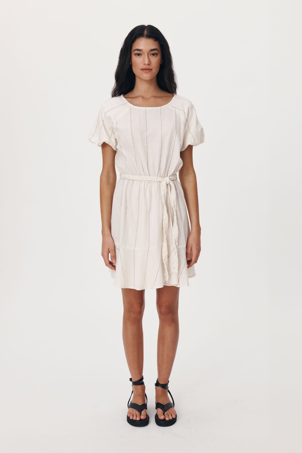 LAST ONE | ROWIE - Dara Stripe Minidress - Natural
