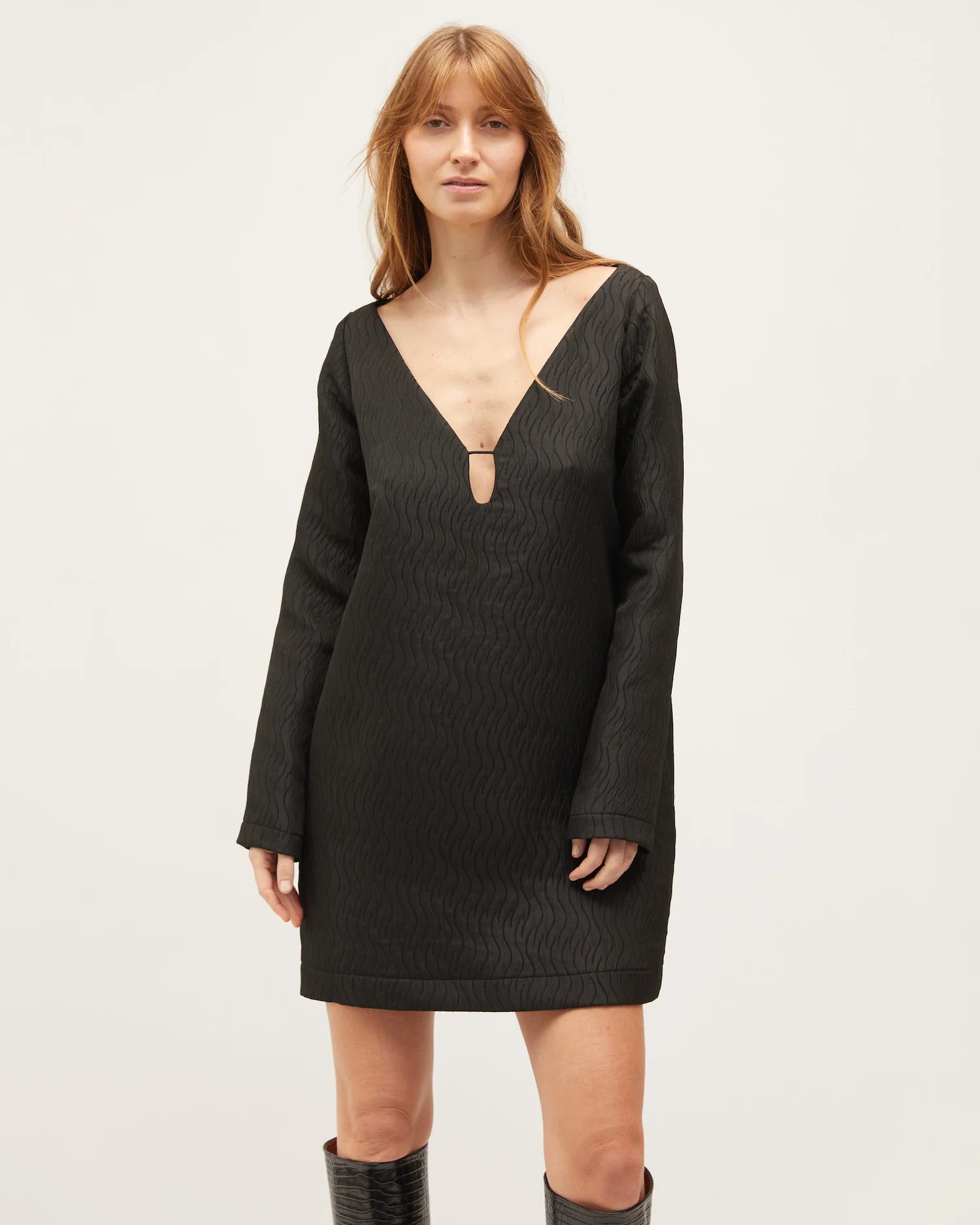 LAST ONE | Dominique Healy - Coco Dress - Black Swirl Jacquard