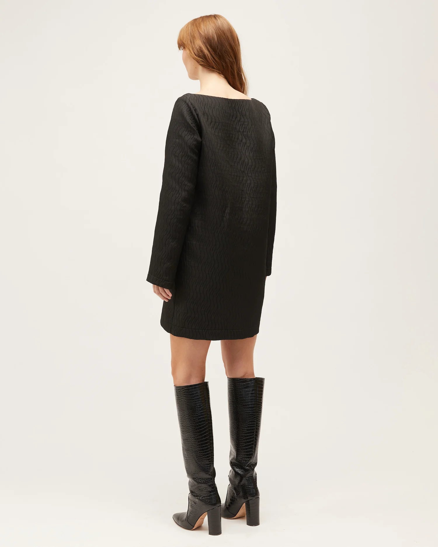 LAST ONE | Dominique Healy - Coco Dress - Black Swirl Jacquard