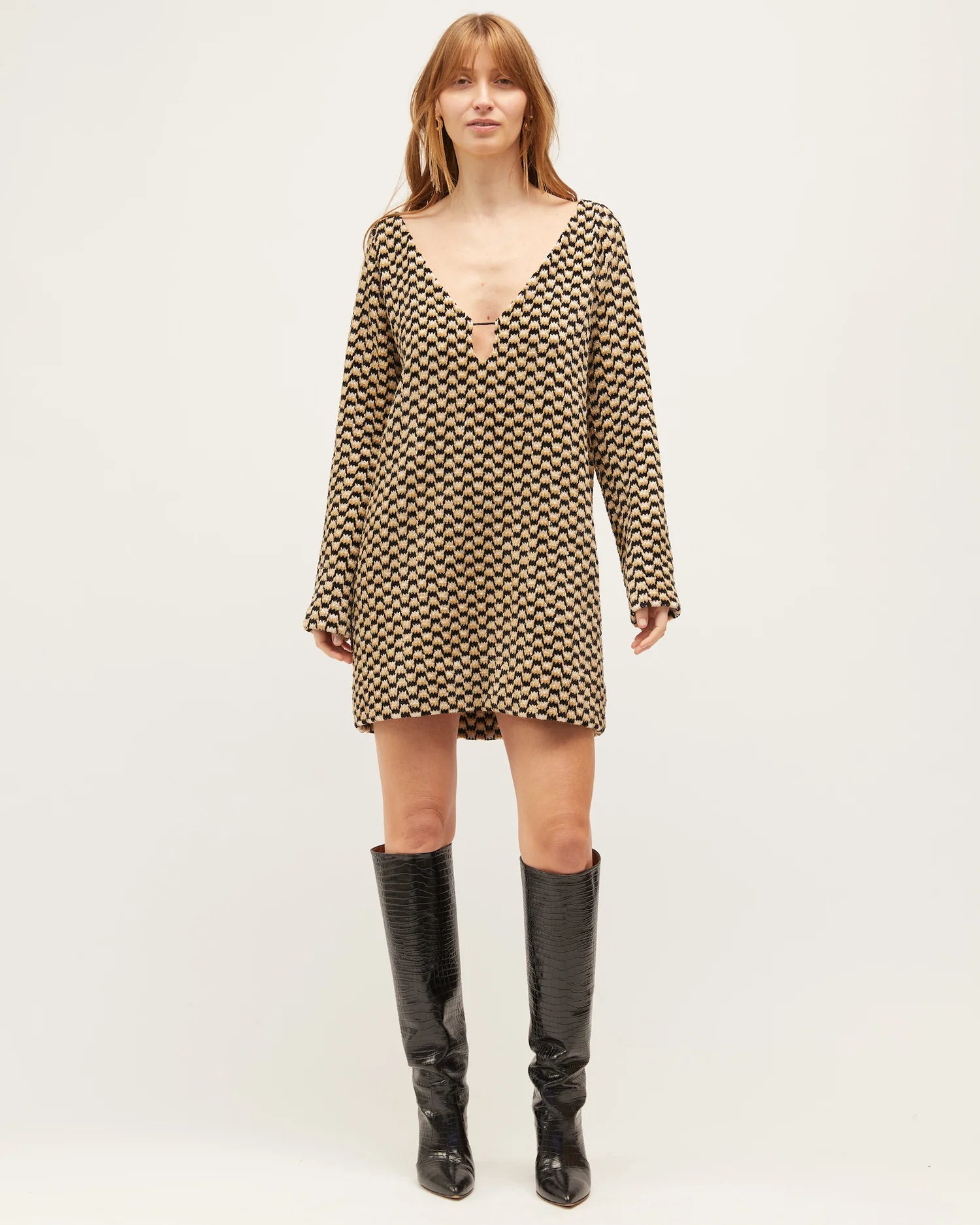 LAST ONE | Dominique Healy - Coco Dress - Zig-Zag Velvet