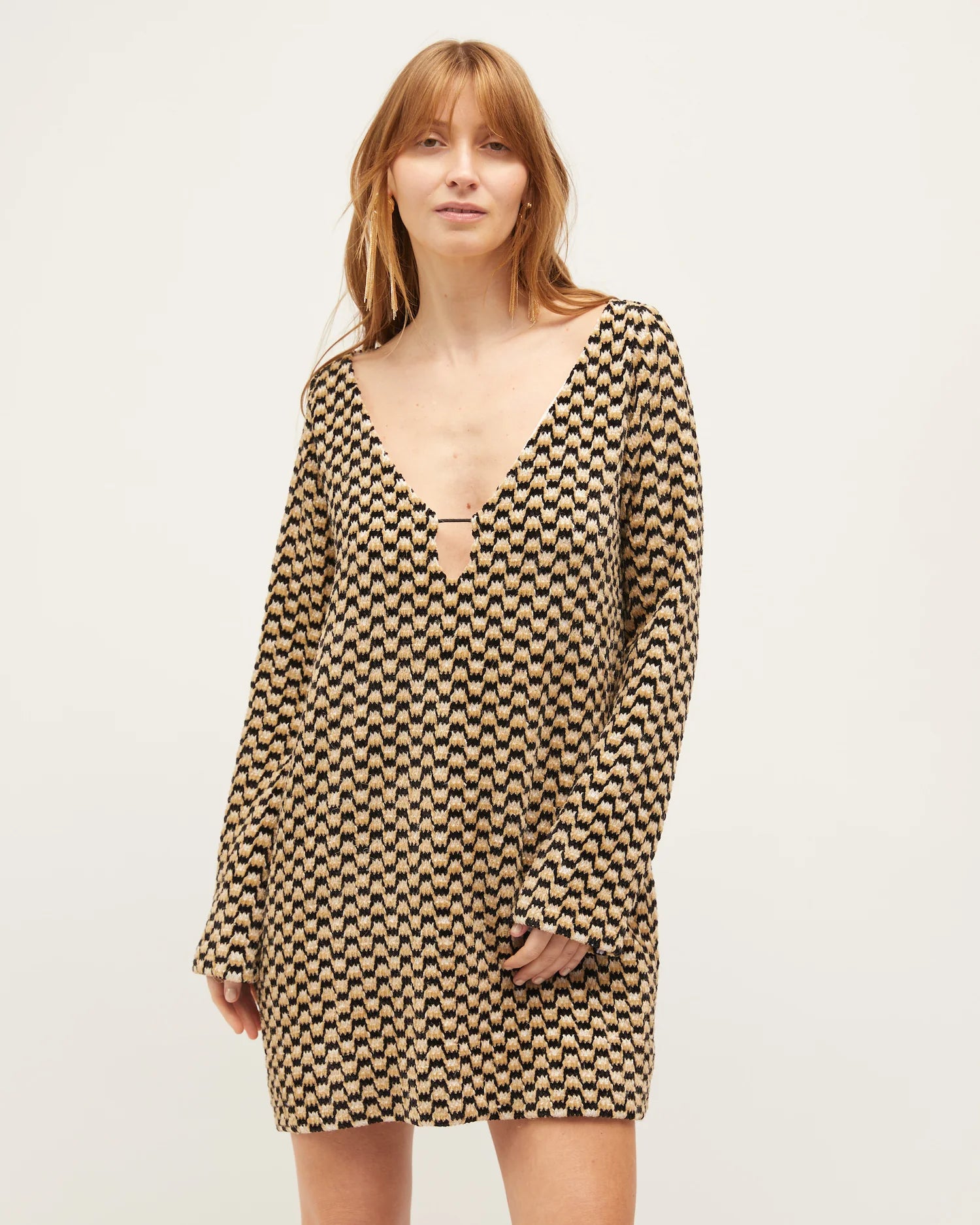 LAST ONE | Dominique Healy - Coco Dress - Zig-Zag Velvet