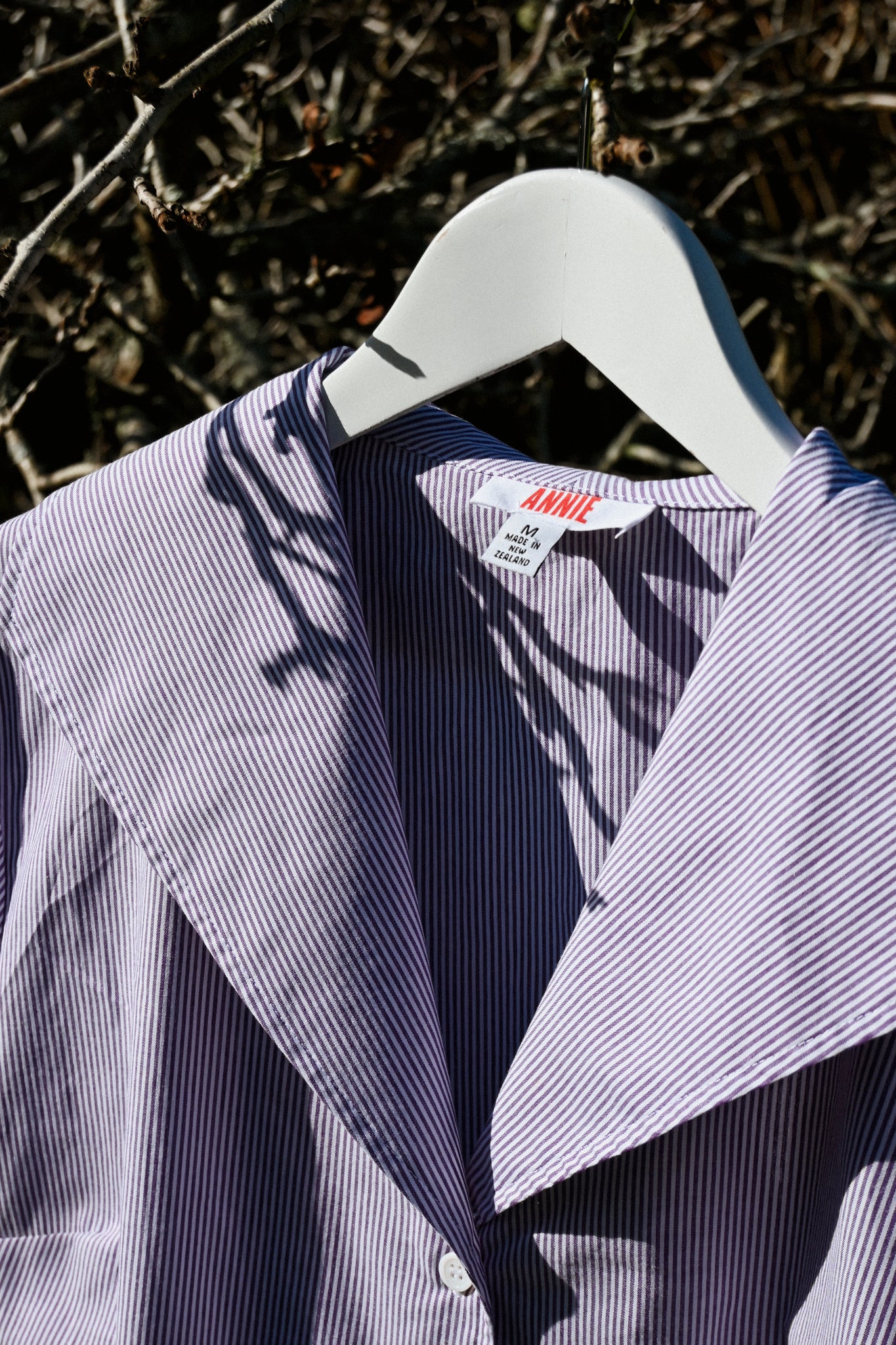 ANNIE - Fold Blouse - Lavender Pinstripe