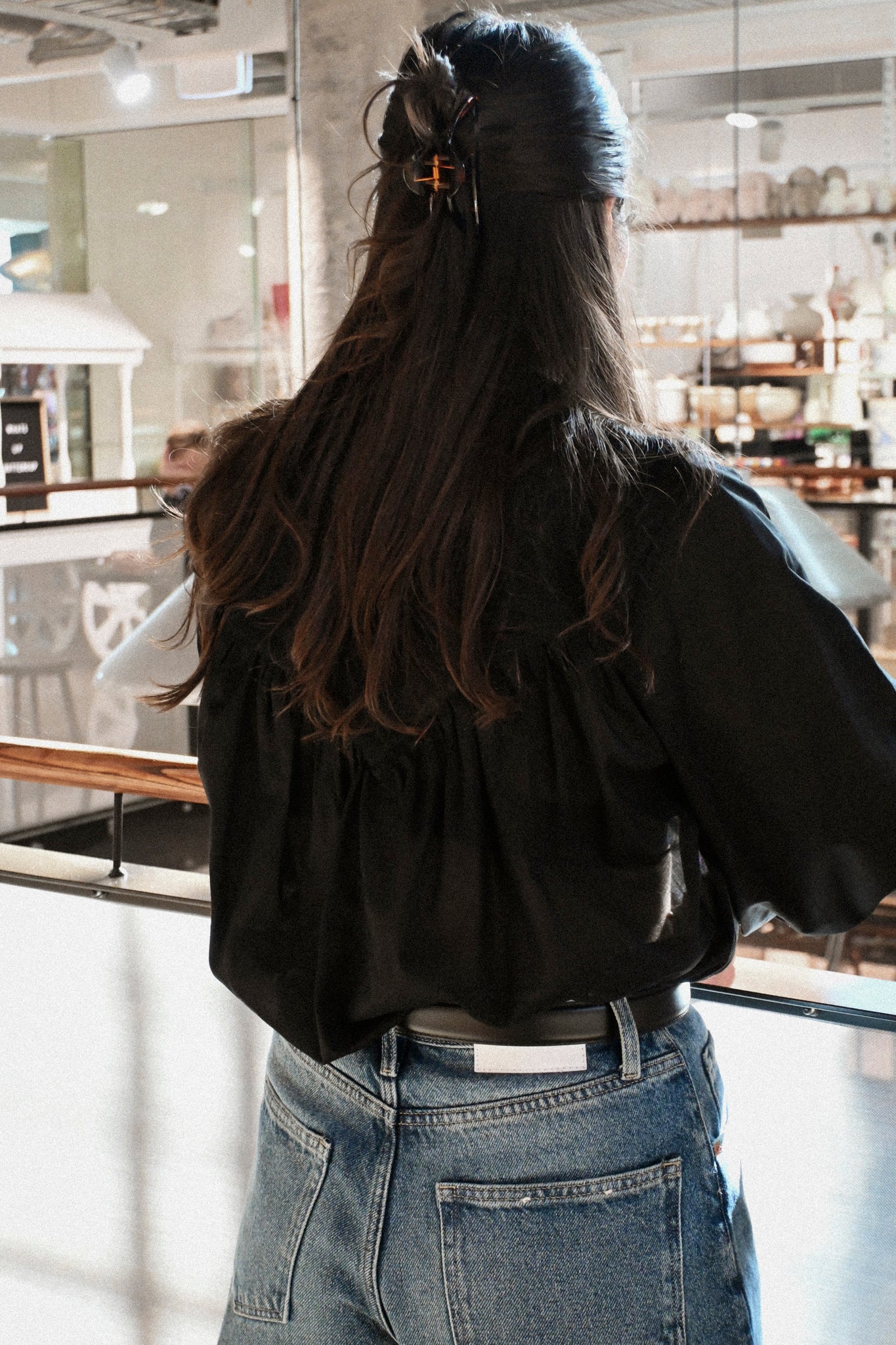 ANNIE - Poet Blouse - Black Voile