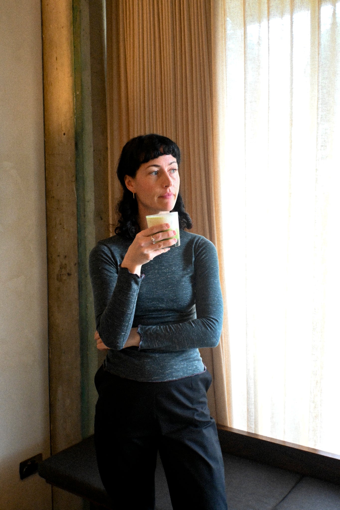 ANNIE - Kate L/S Merino - Seaweed Marle with Contrast Trim