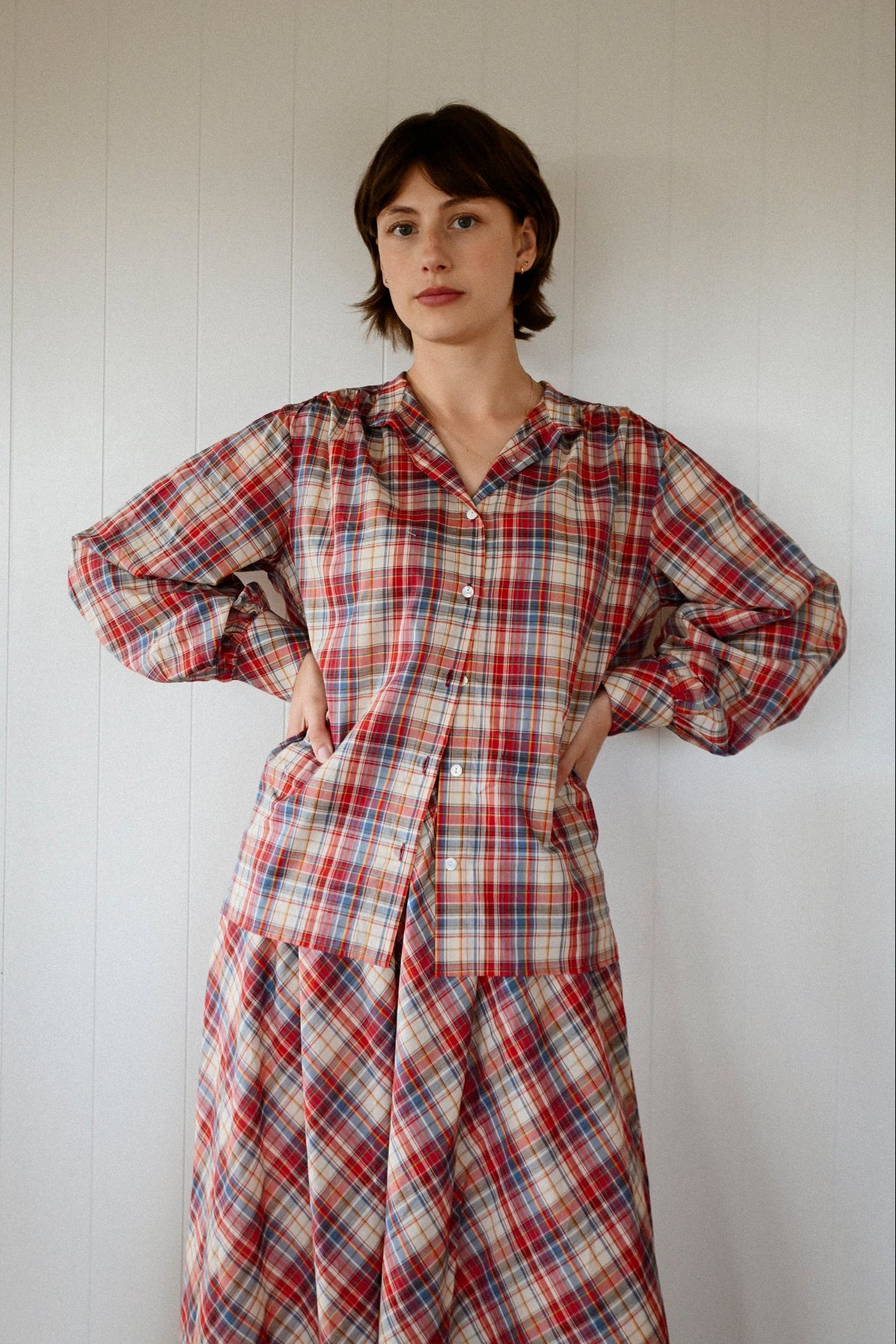 ANNIE - Poet Blouse - Picnic Check
