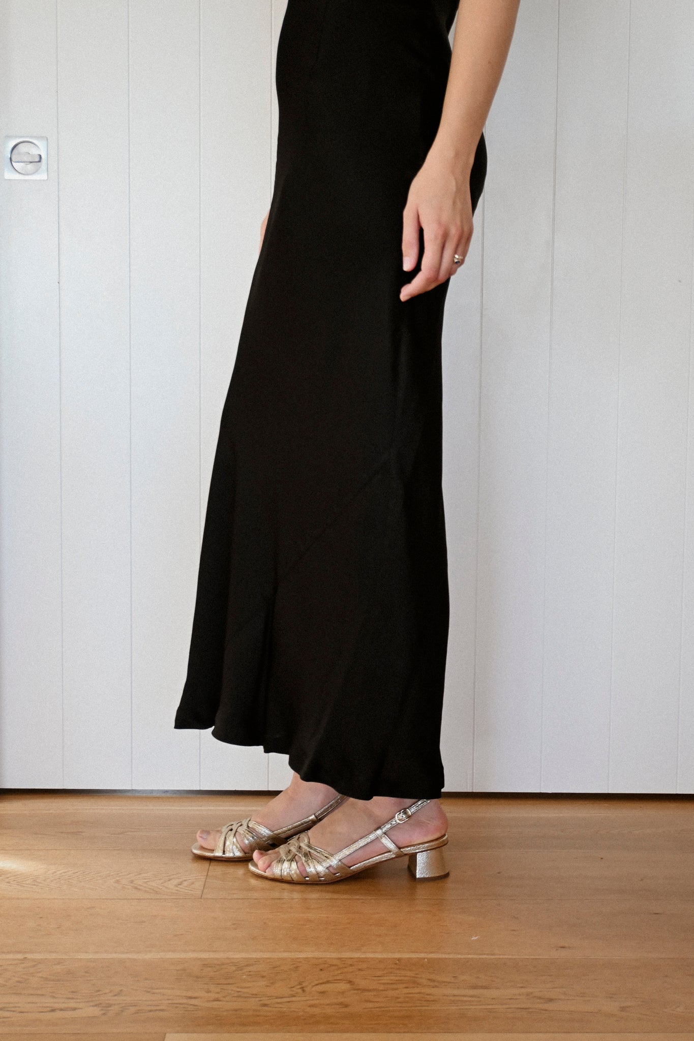 ANNIE - Forever Dress - Black Satin Crepe