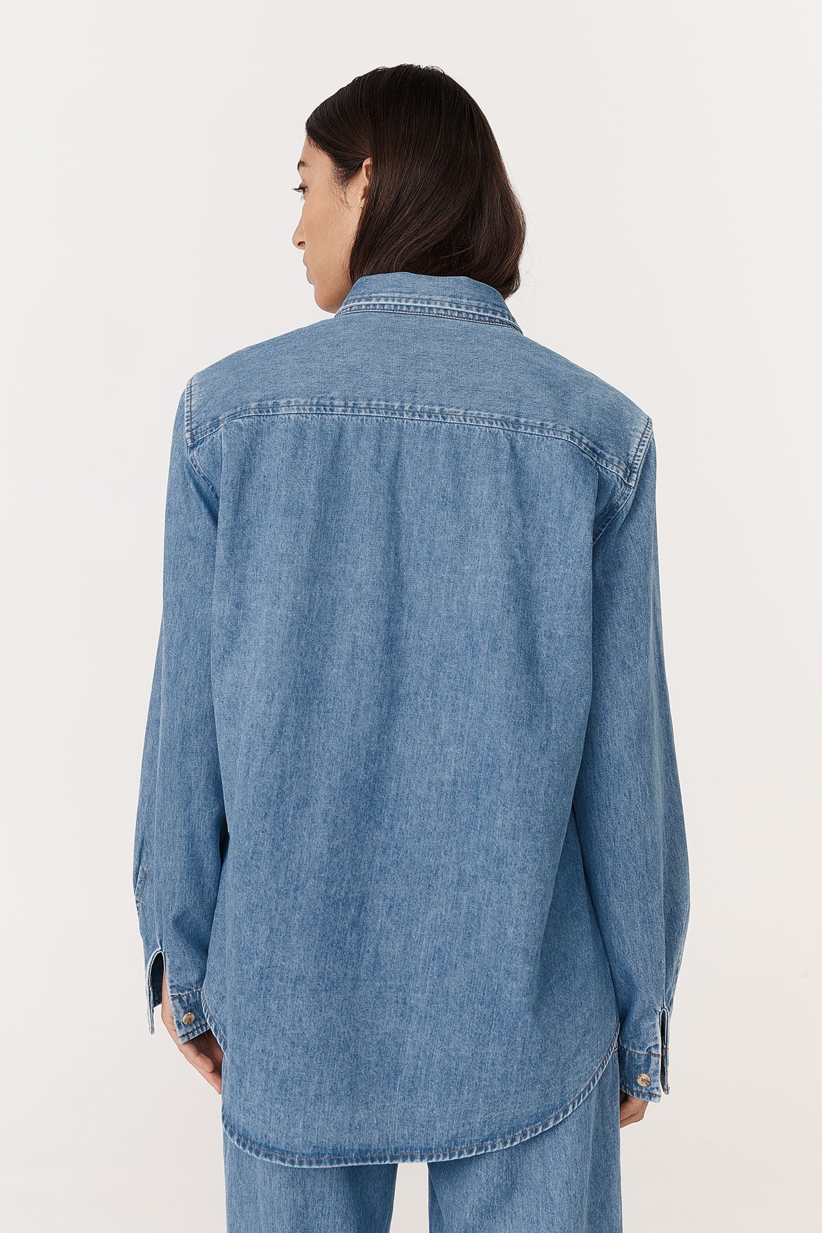 Rowie - Dante Denim Long Sleeve Shirt - Blue Denim