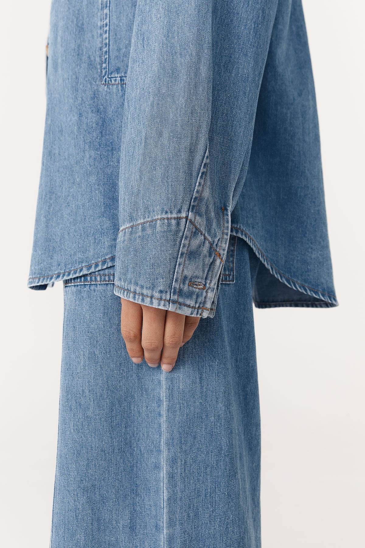 Rowie - Dante Denim Long Sleeve Shirt - Blue Denim