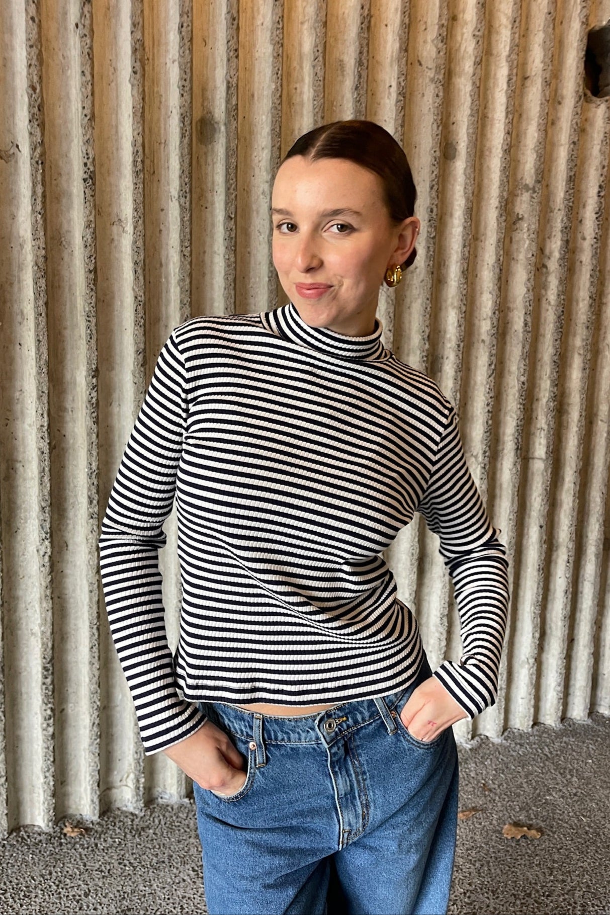 Annie - Suki High Neck - Navy/White Stripe