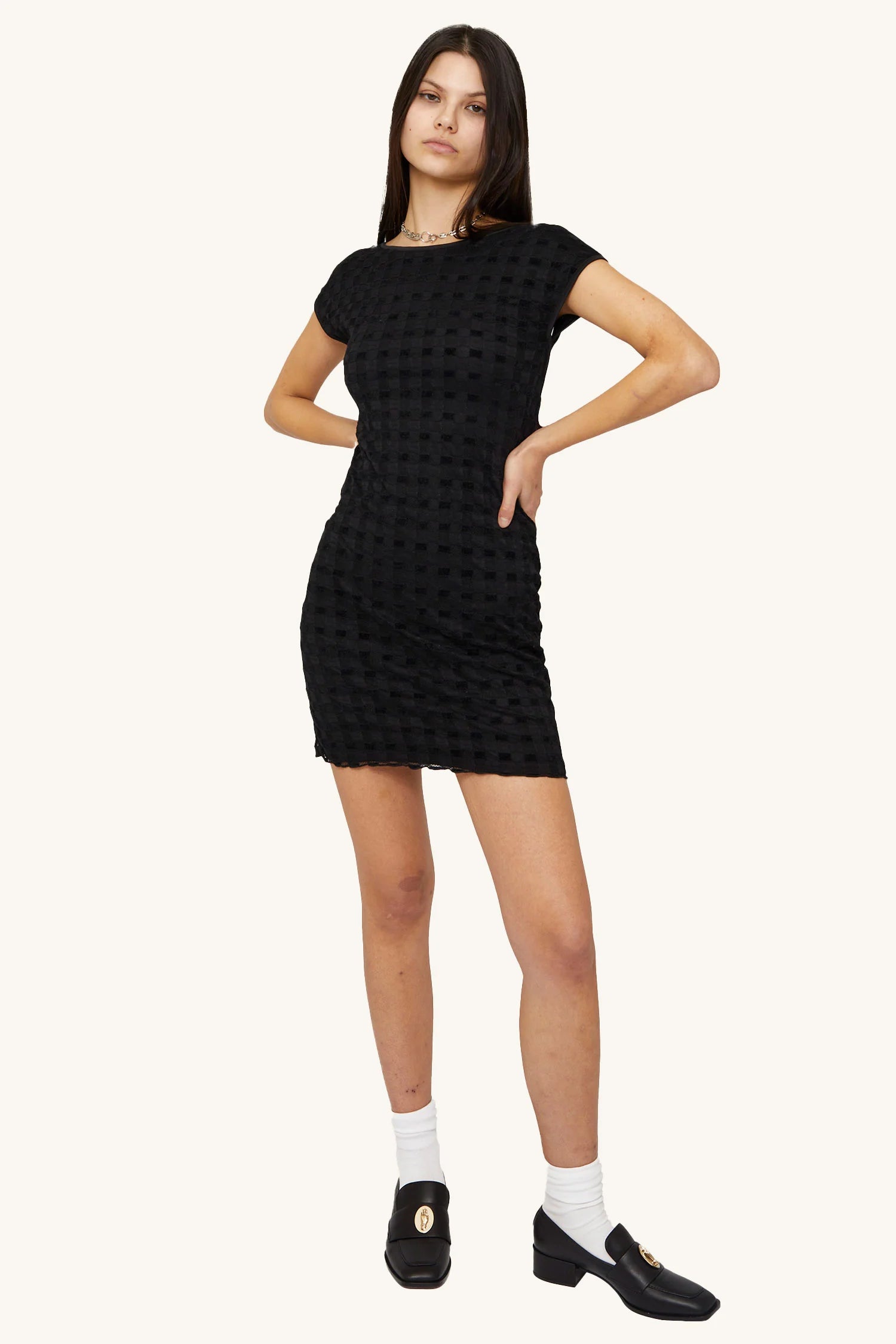 Find Me Now - Harmony Checkered Mini Dress - Black Harmony