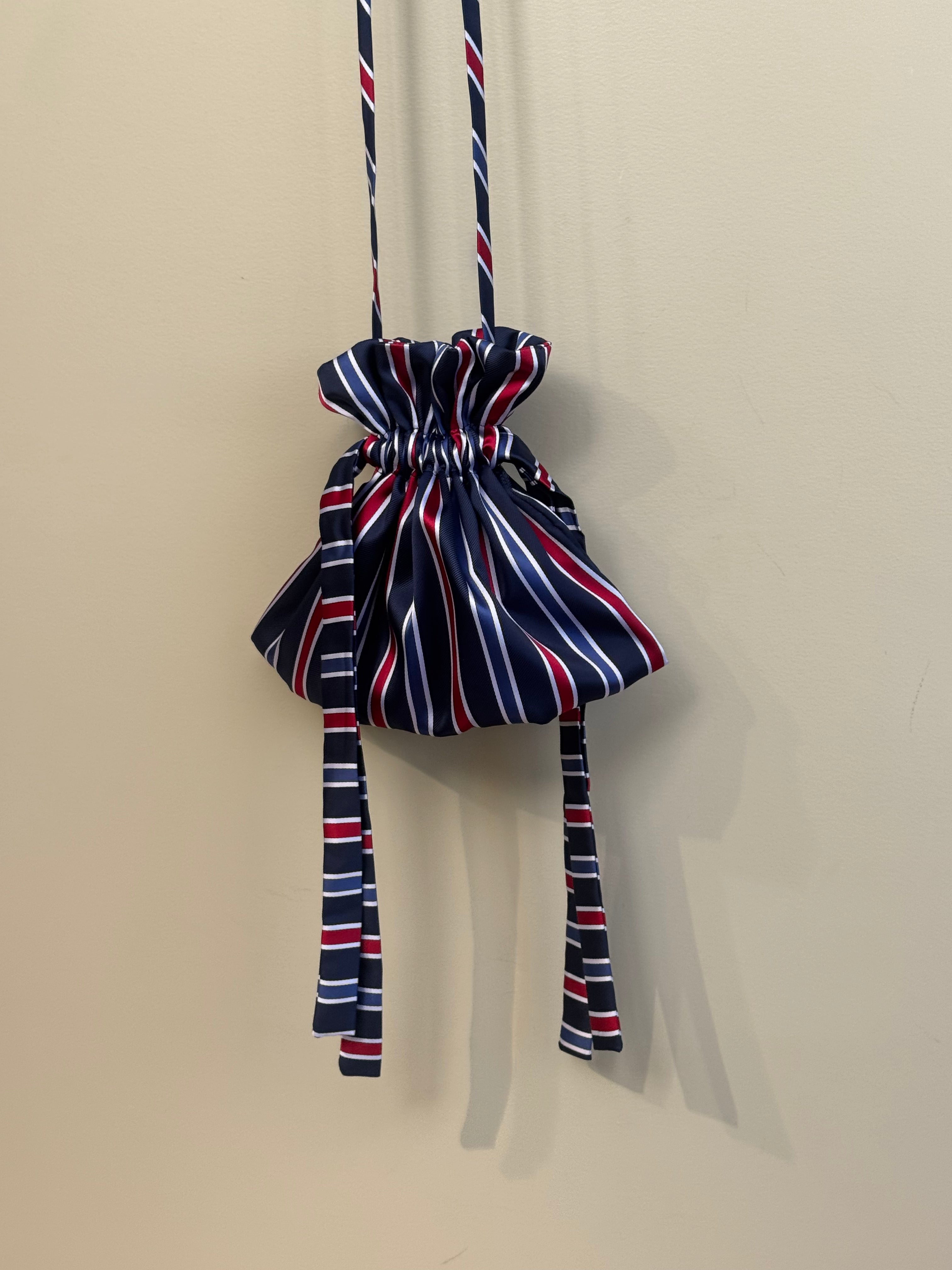 ANNIE - Sweetheart Pouch Bag - Navy Stripe