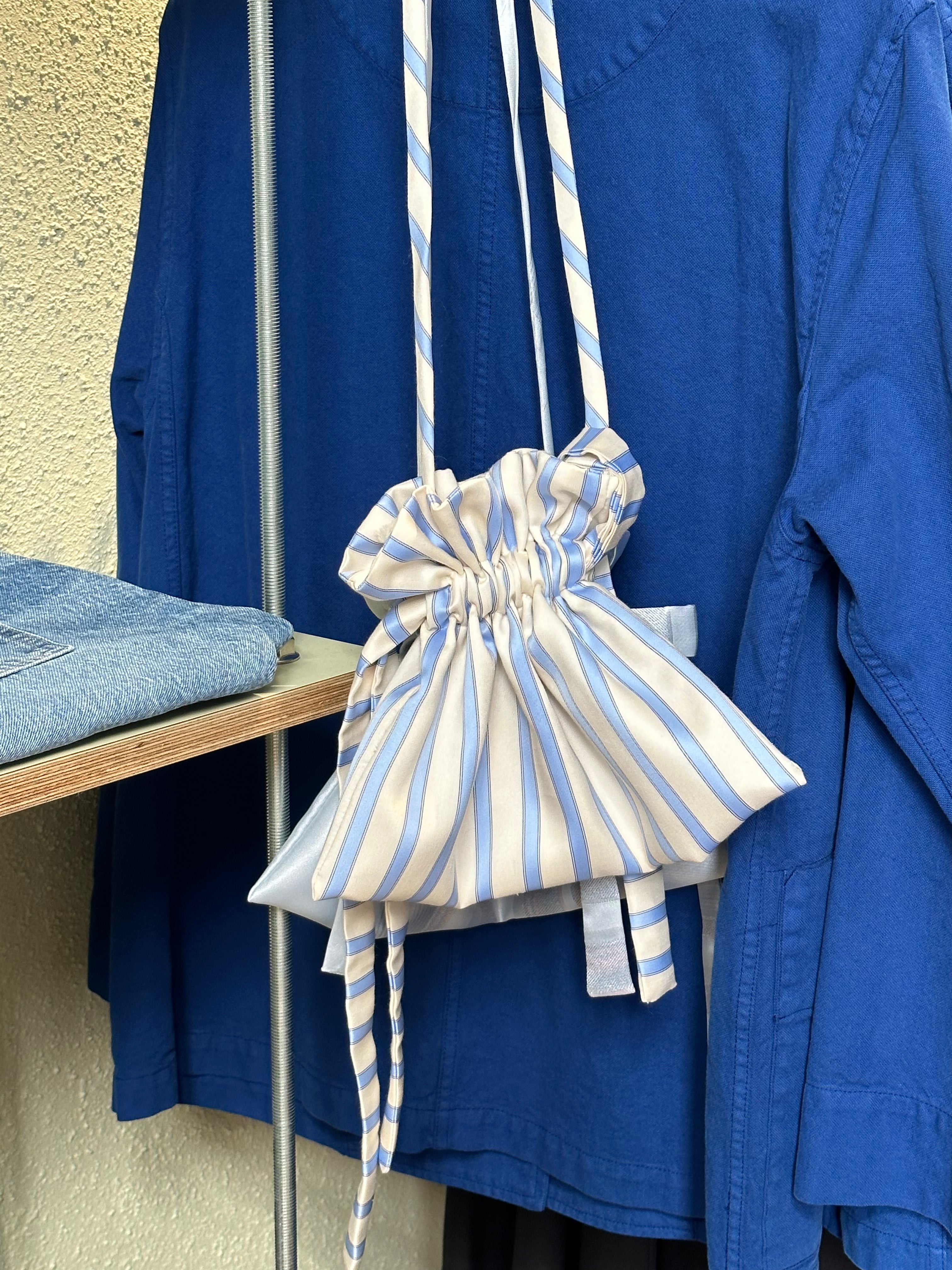 Annie - Sweetheart Pouch Bag - Blue Butter Stripe