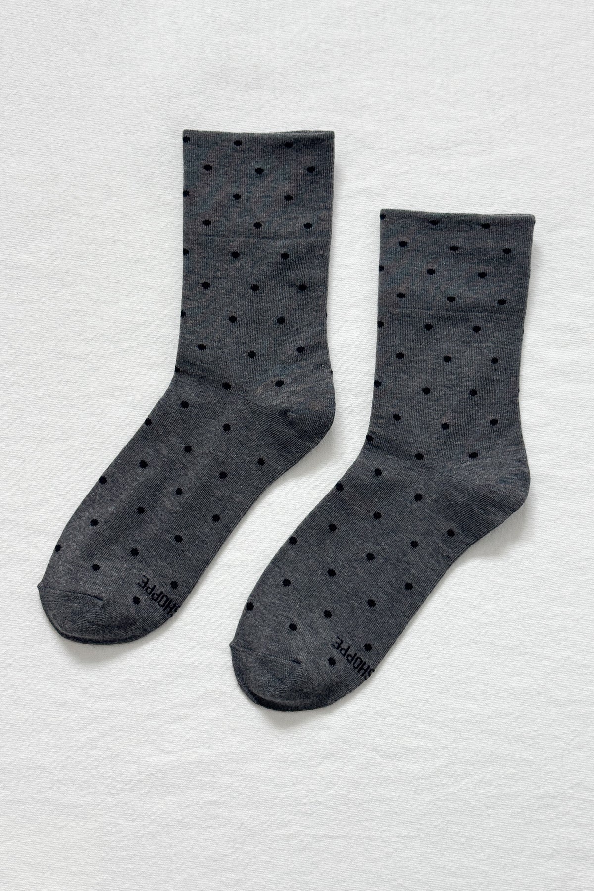 Le Bon Shoppe - Sneaker Socks - Charcoal Polka Dot