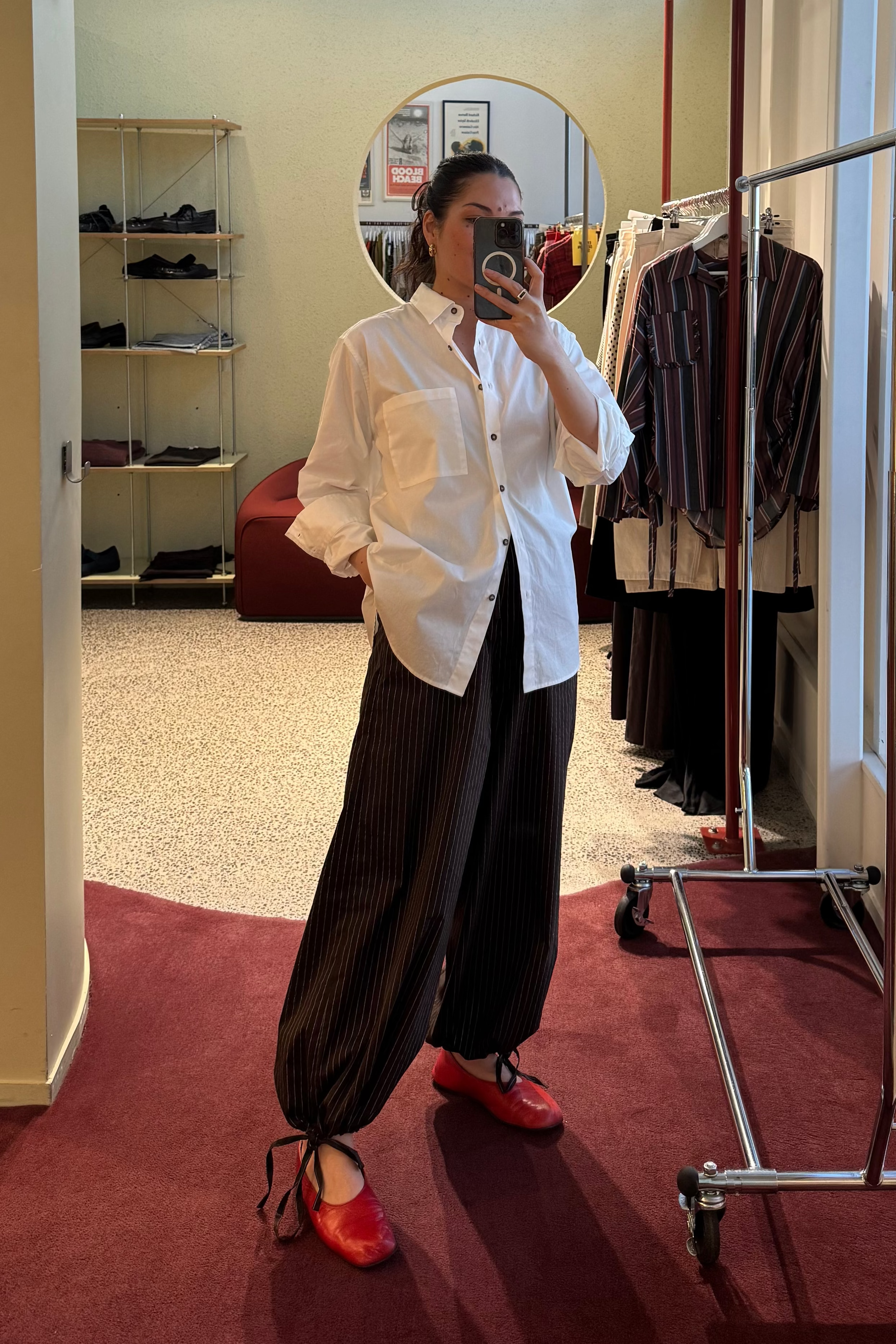 ANNIE - Miller Wide Leg Pant - Chocolate Pinstripe