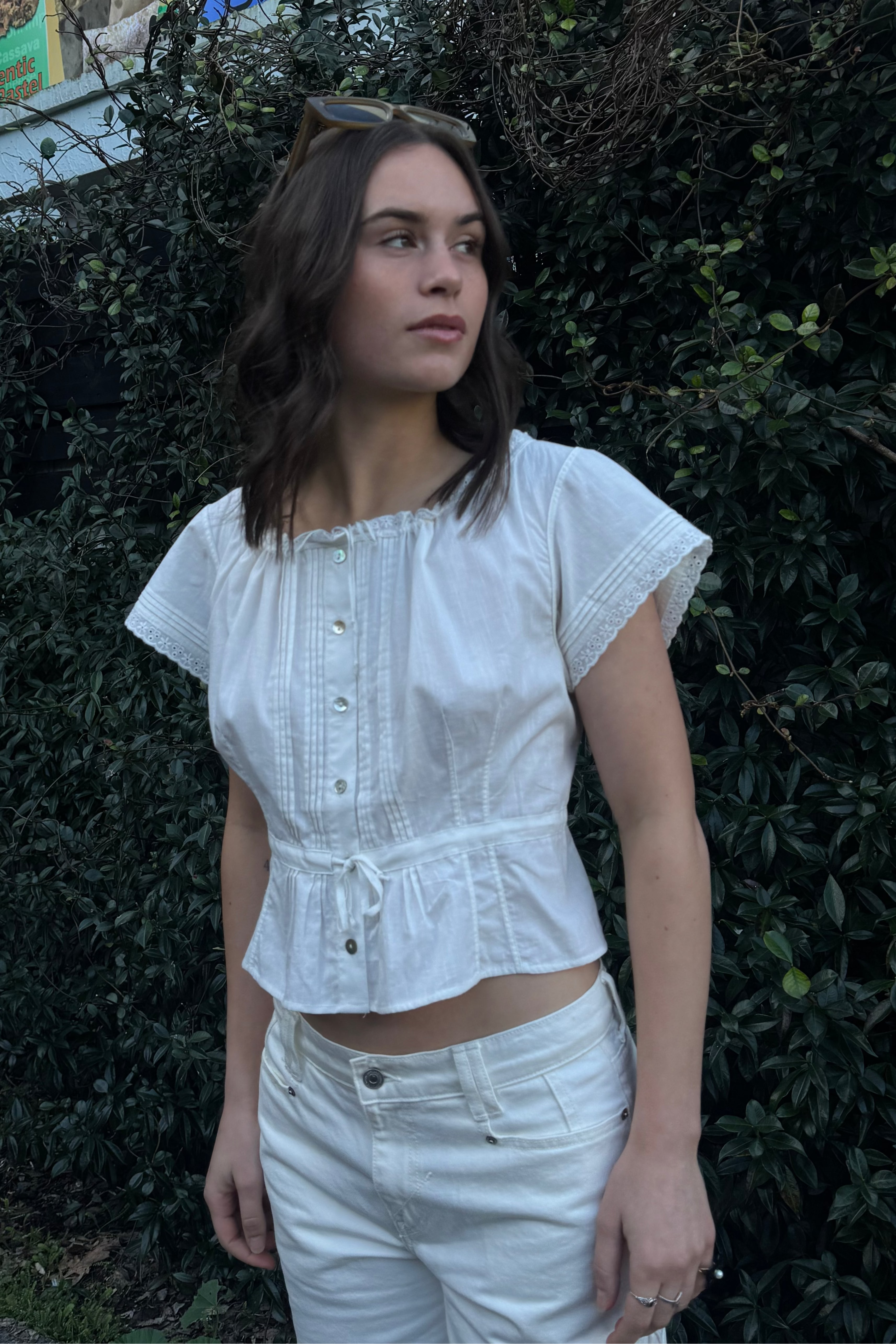 Olga Joan - Pintuck Blouse Bianca