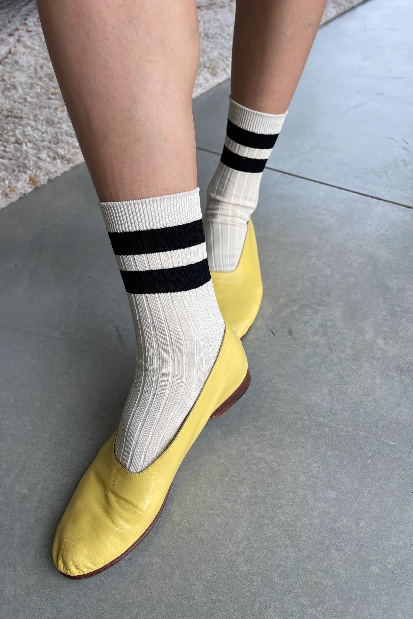 Le Bon Shoppe - Her Varsity Socks - Cream Black