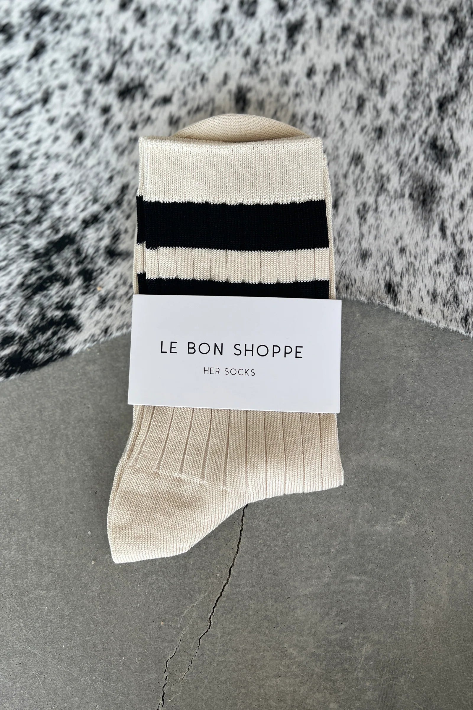 Le Bon Shoppe - Her Varsity Socks - Cream Black