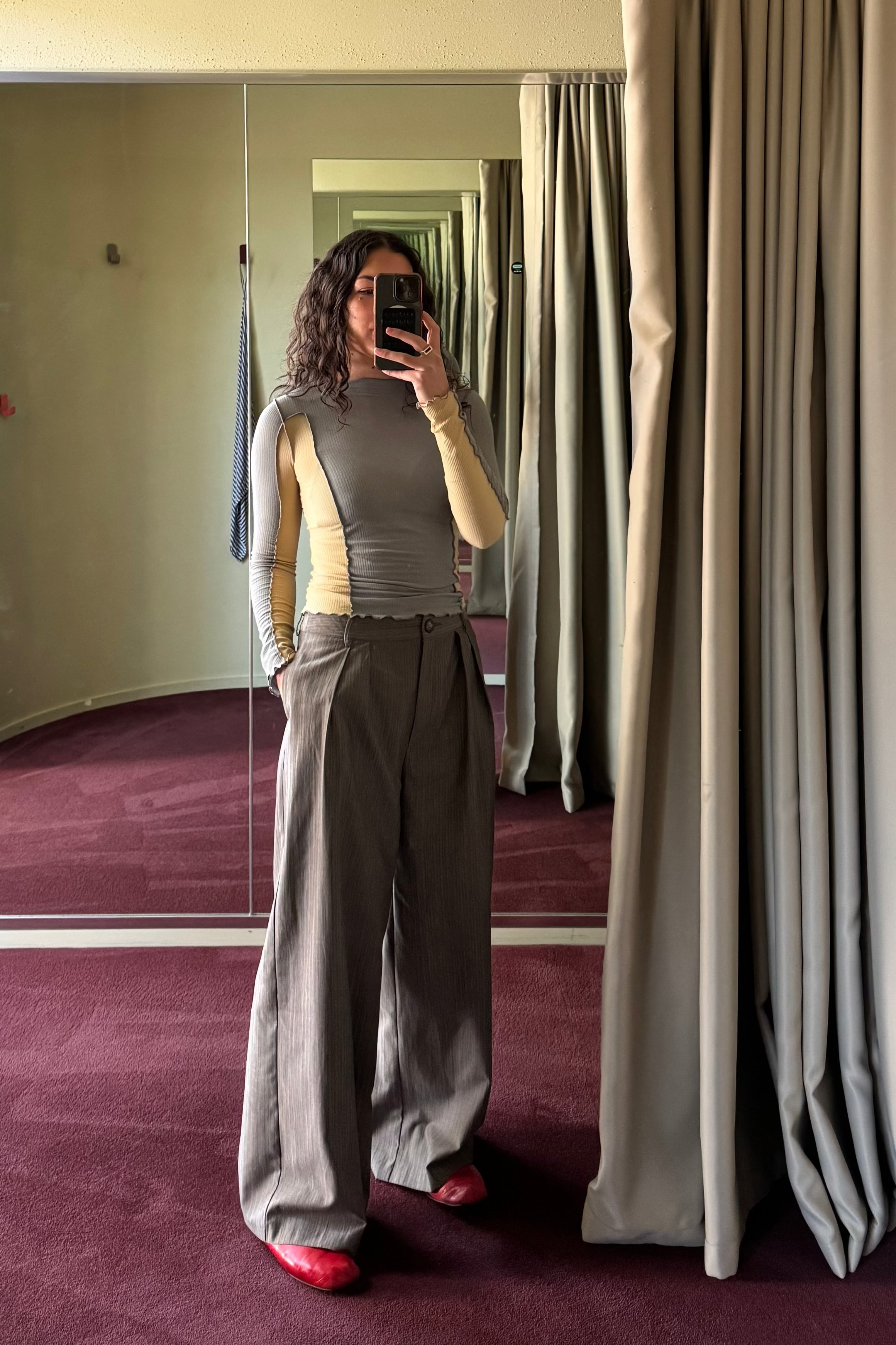 Annie - Soft Tailored Trouser - Stone Stripe