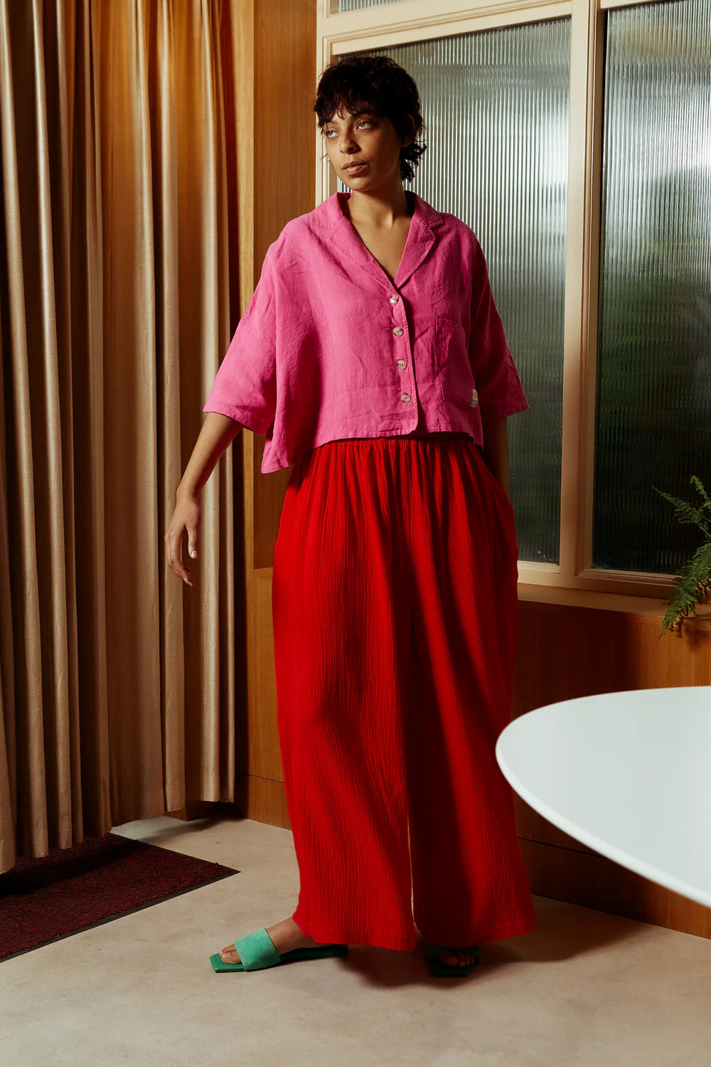 LAST ONE | L.F. Markey - Maxim Linen Shirt - Fuchsia