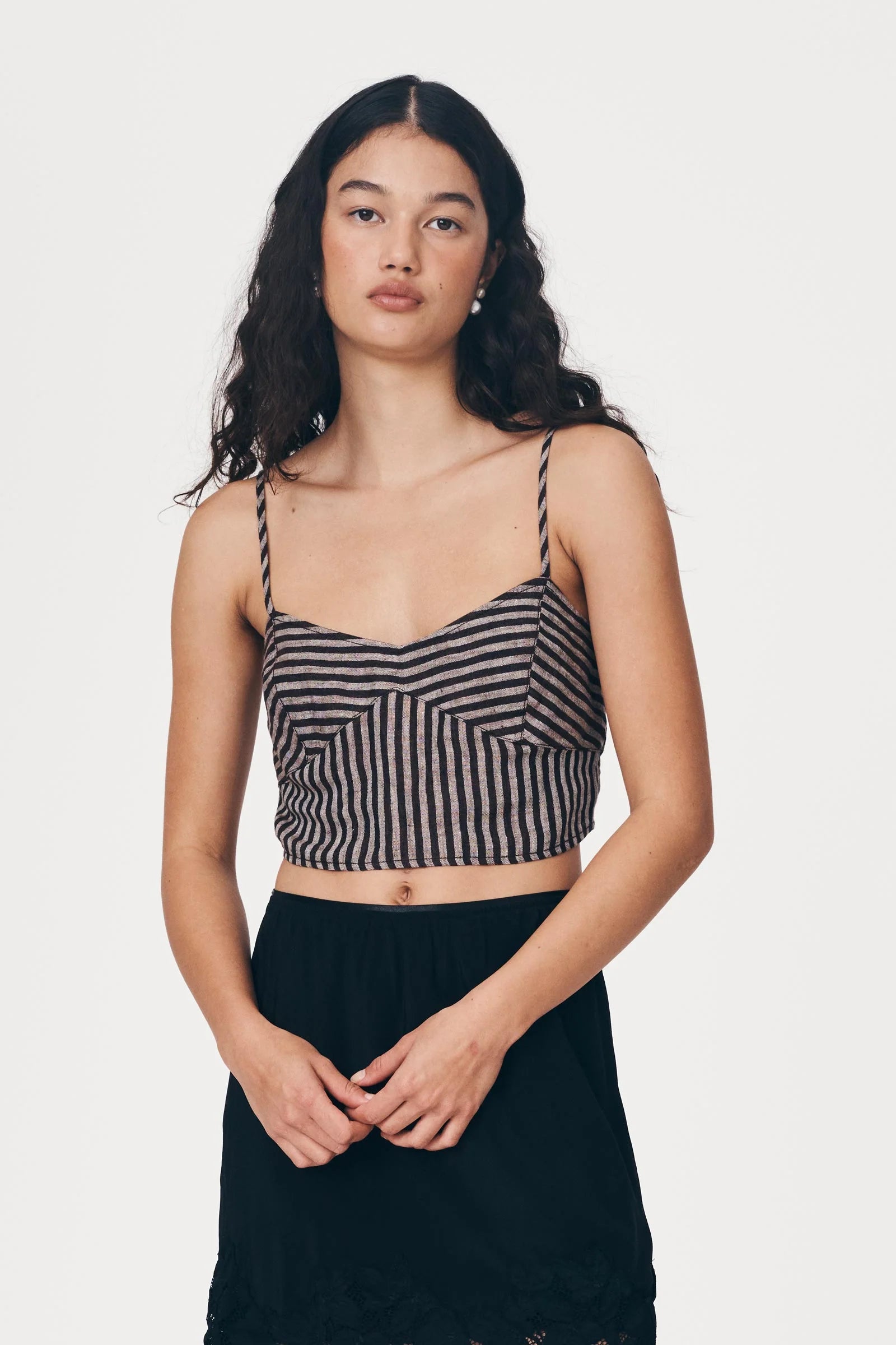 ROWIE - Loam Bustier Crop - Brown Stripe