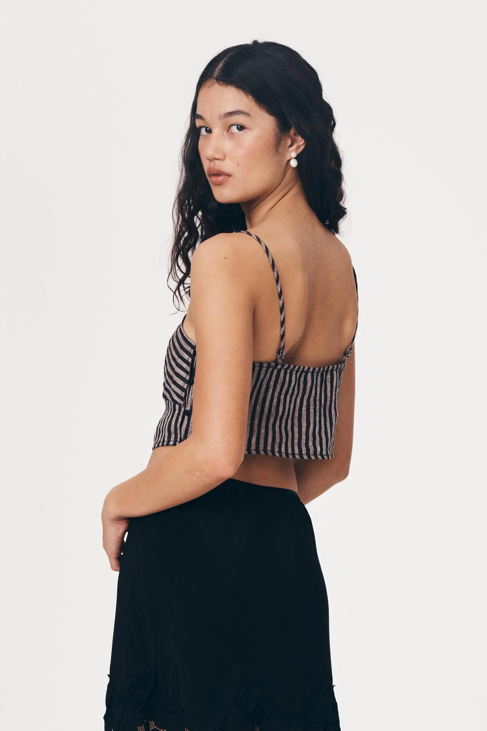 ROWIE - Loam Bustier Crop - Brown Stripe