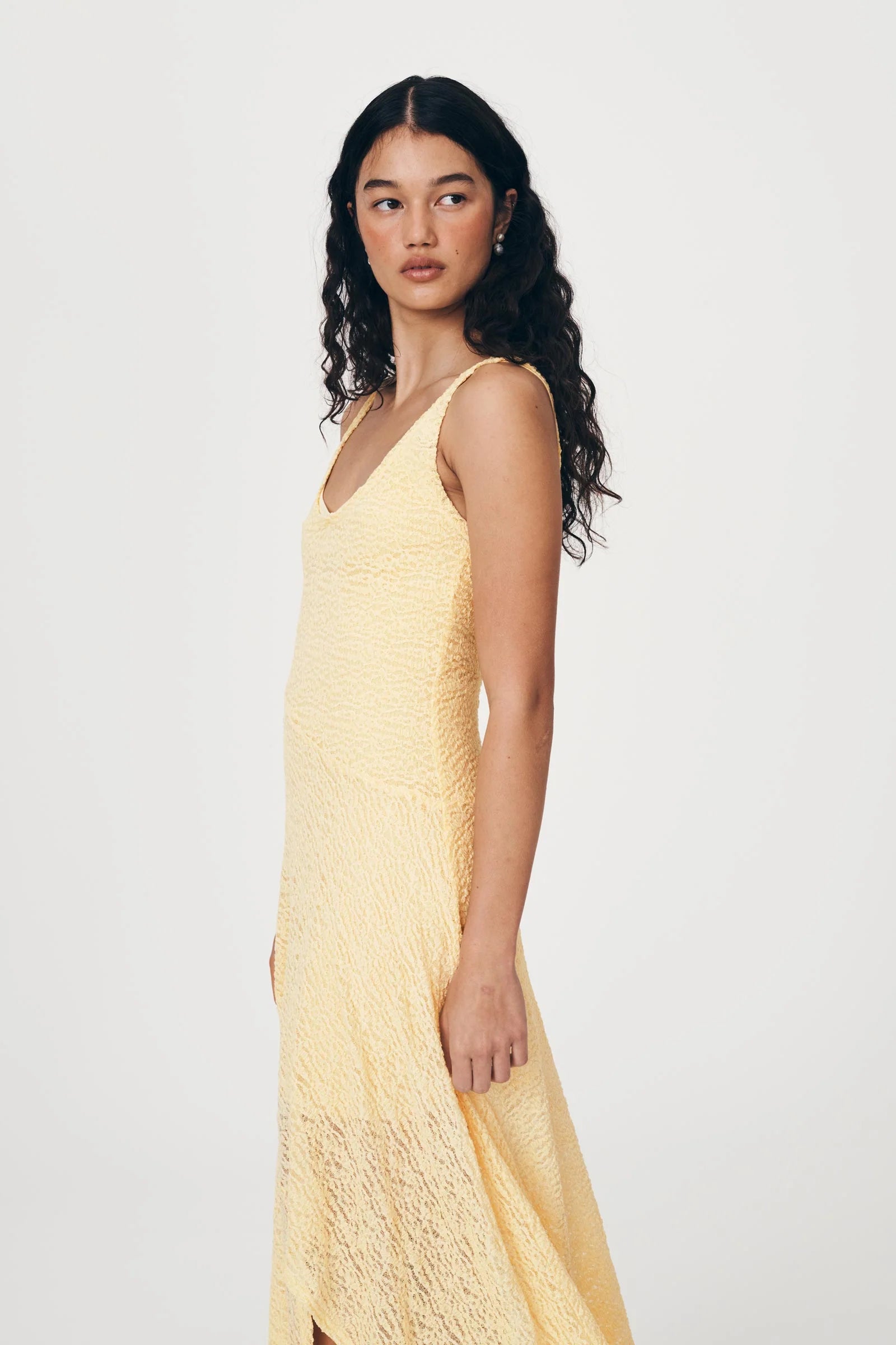 LAST ONE | ROWIE - Lorna Lace Midi Dress - Lemon