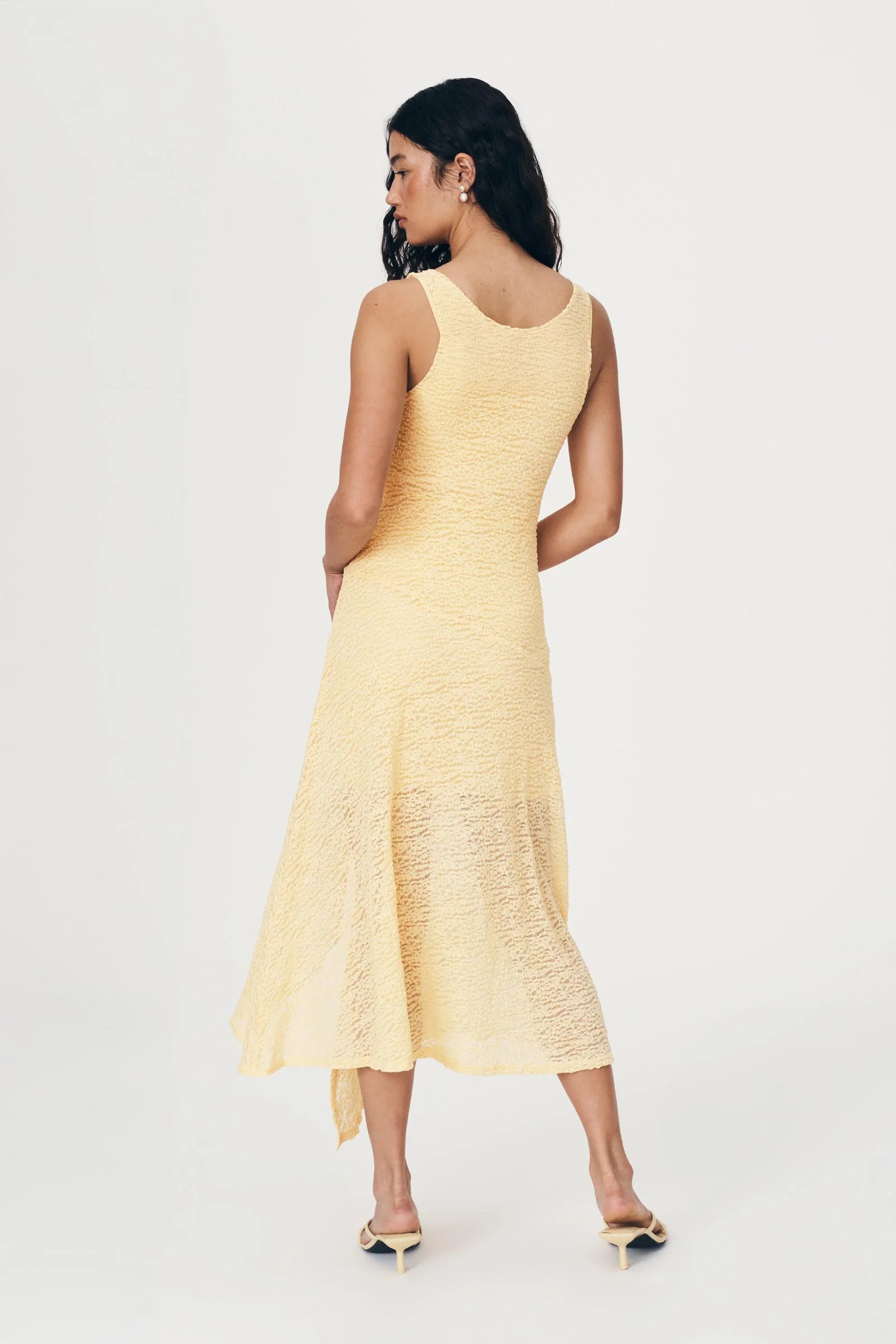 LAST ONE | ROWIE - Lorna Lace Midi Dress - Lemon