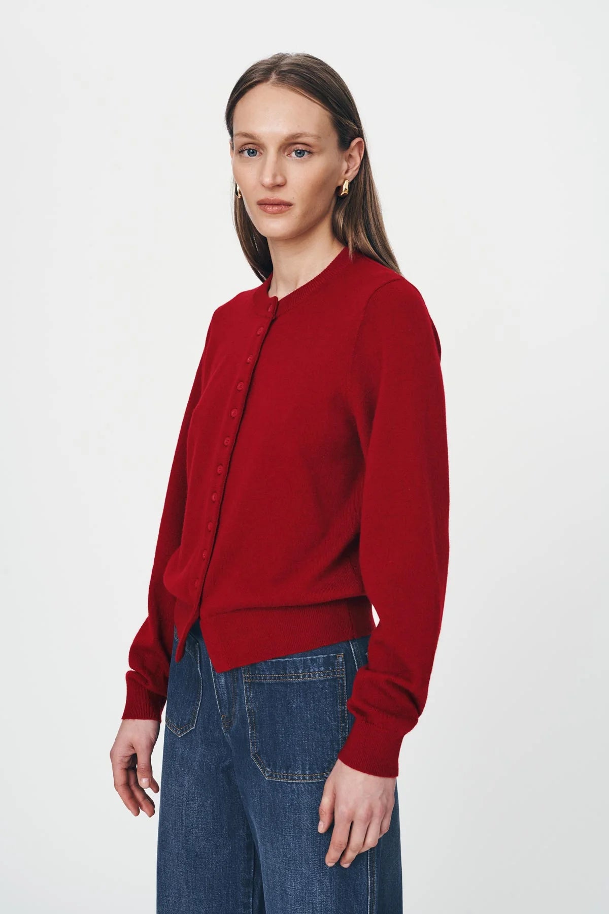 ROWIE - Maeve Merino Knit Cardigan - Rust Red