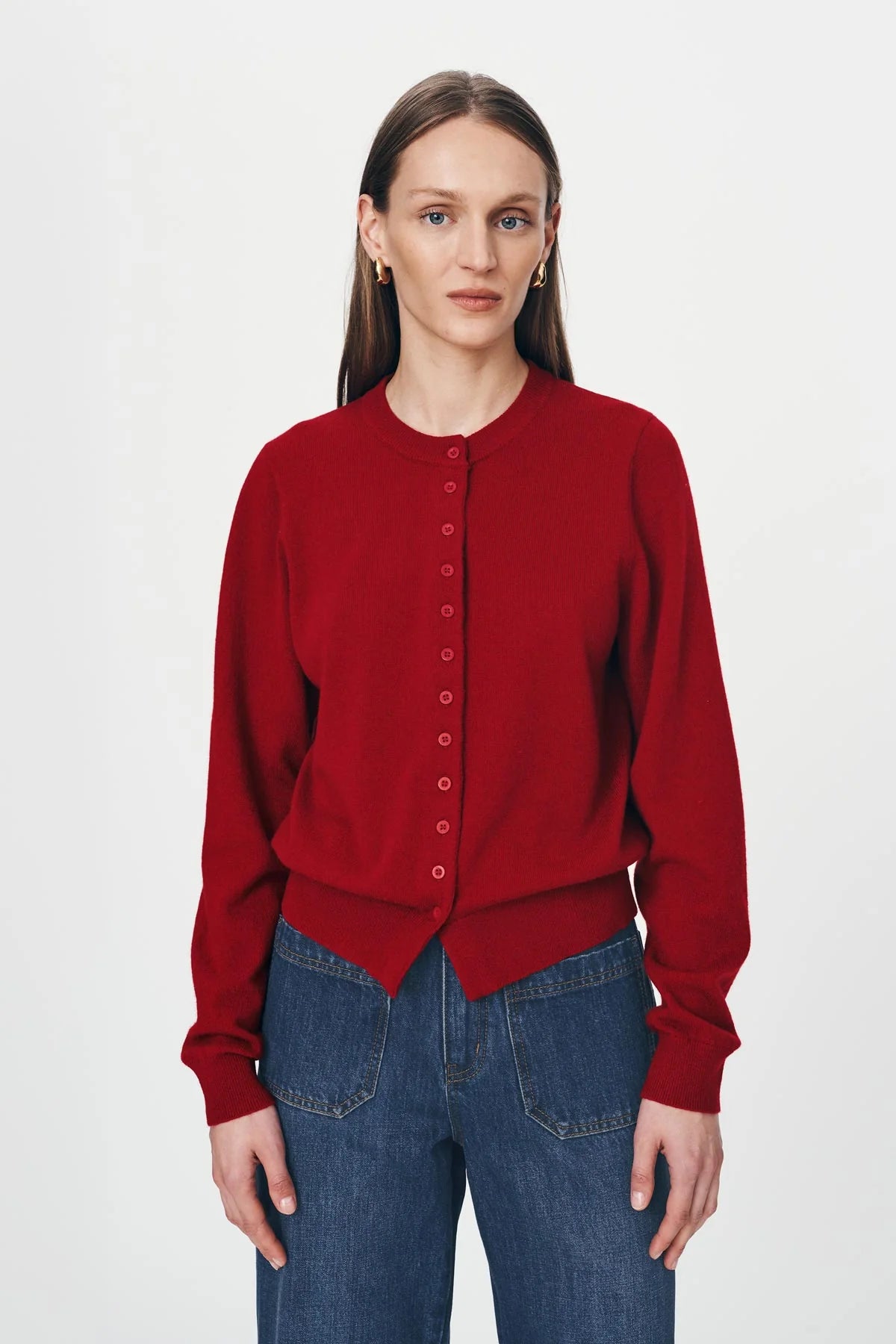 ROWIE - Maeve Merino Knit Cardigan - Rust Red