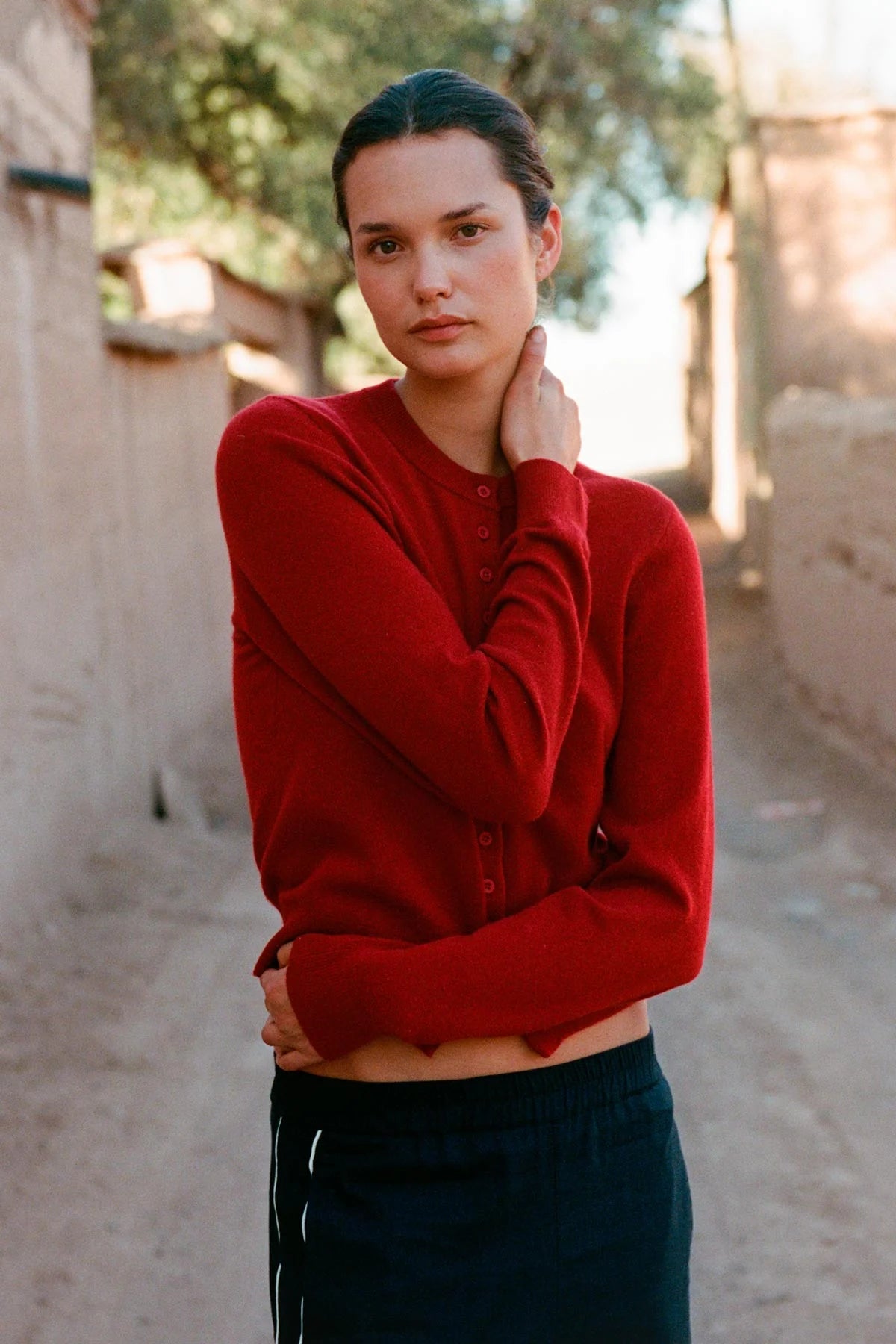 ROWIE - Maeve Merino Knit Cardigan - Rust Red