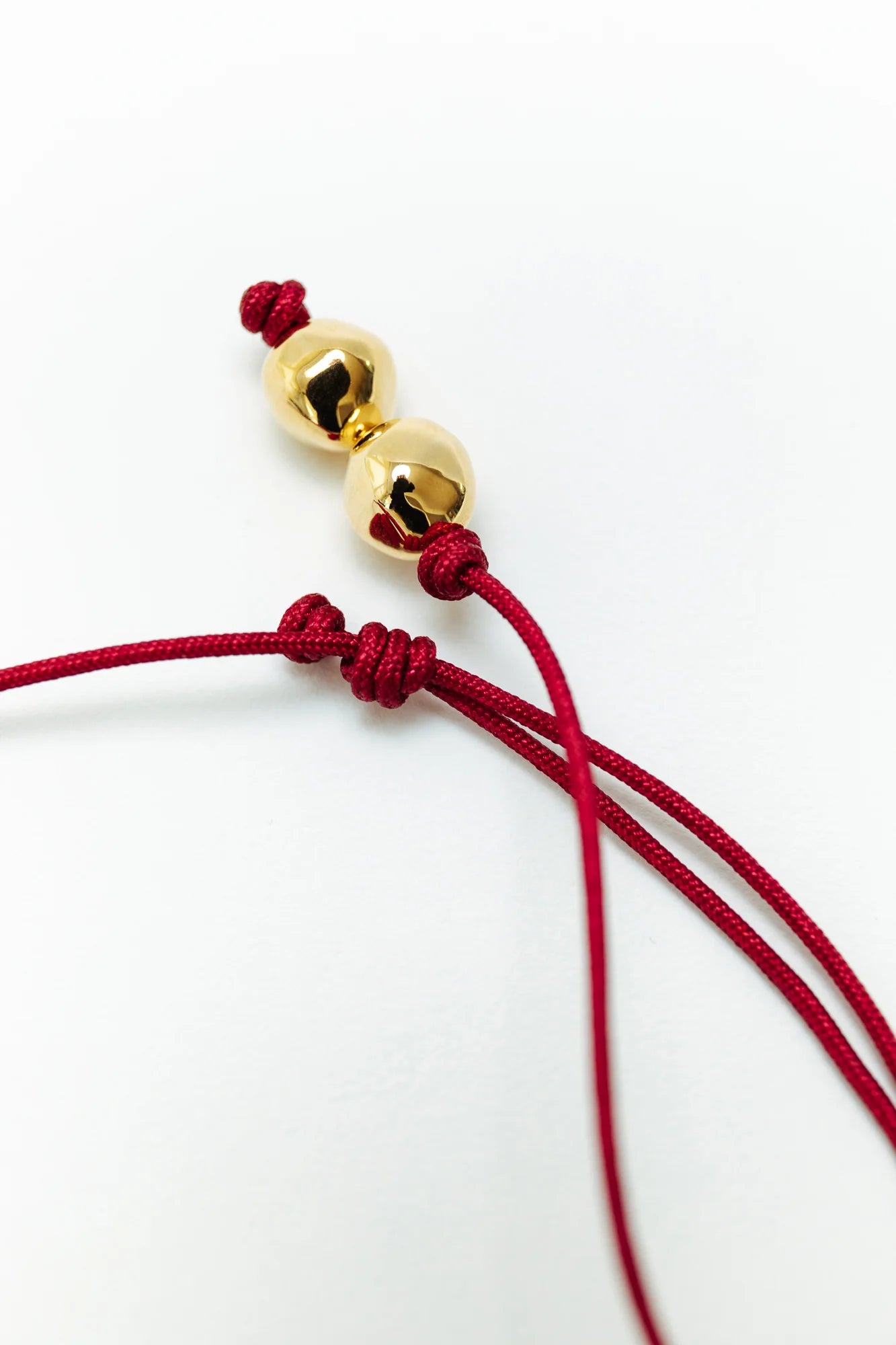 Nina Gordon - Figure Cord Necklace - Deep Red - Gold