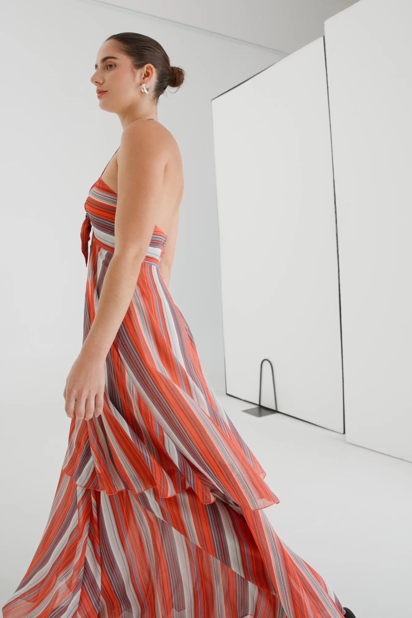 Olga Joan - Tie Front Tiered Dress - Corallo