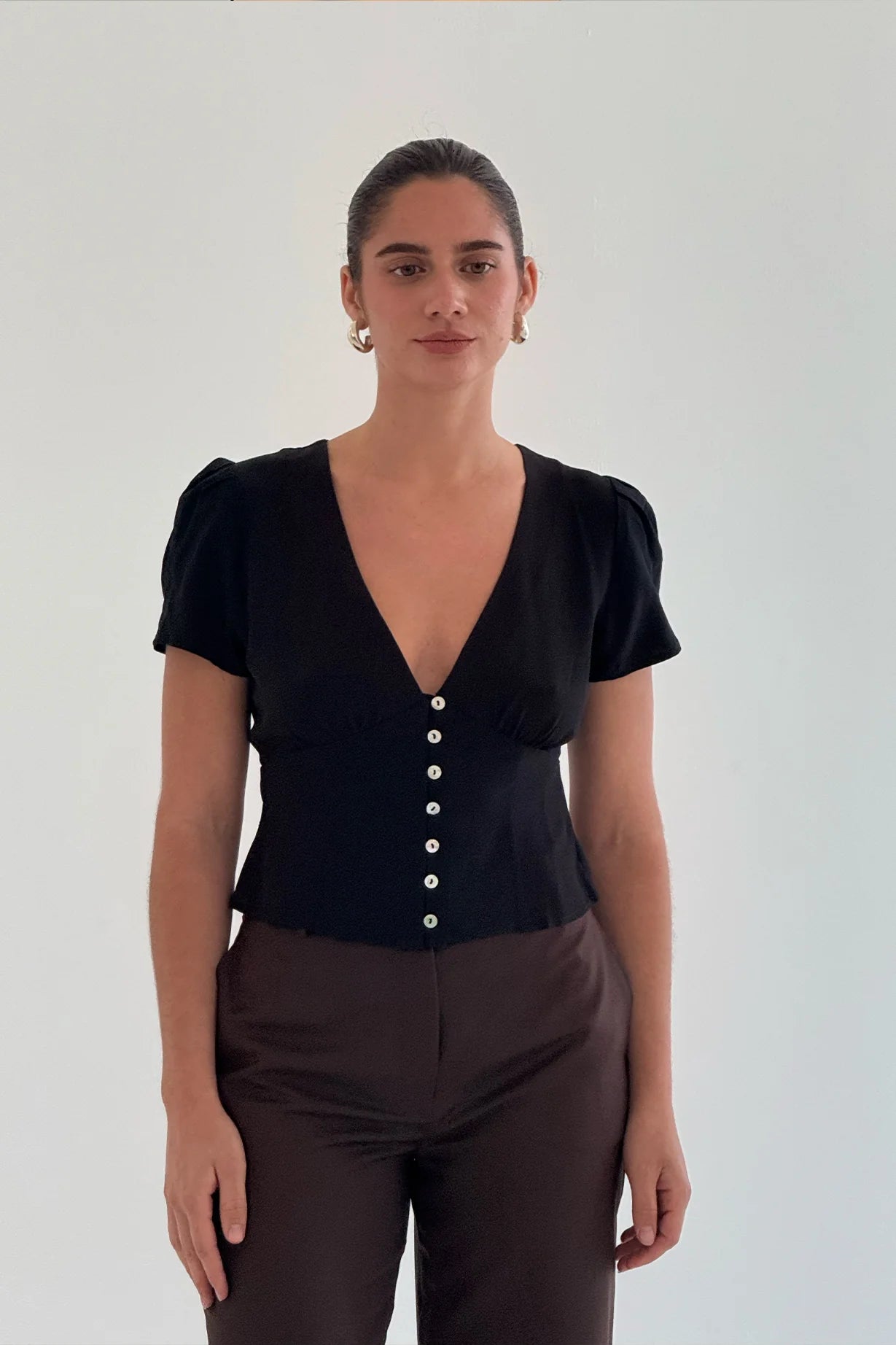 Olga Joan - Cap Sleeve Top - Nera