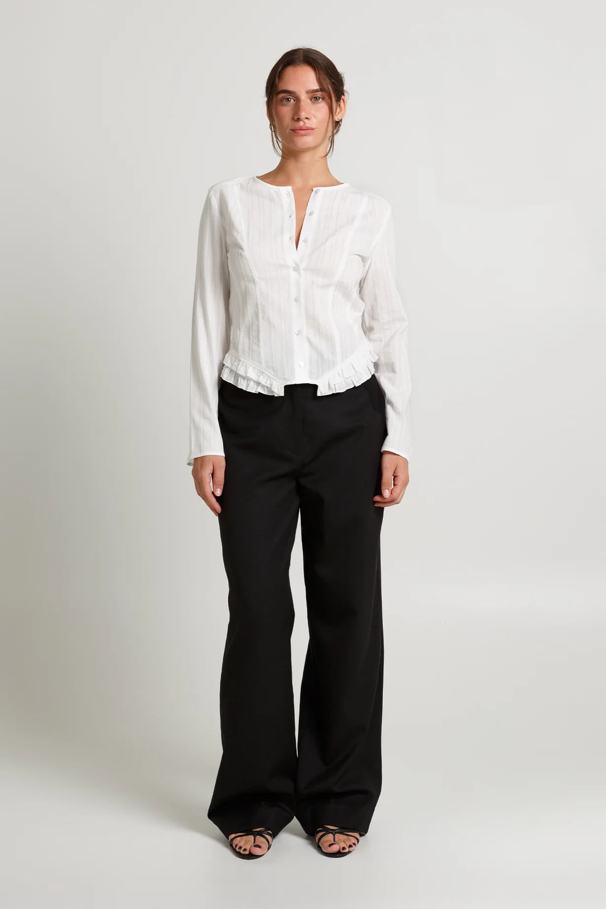 Olga Joan - Ruffle-Hem Blouse - Bianca