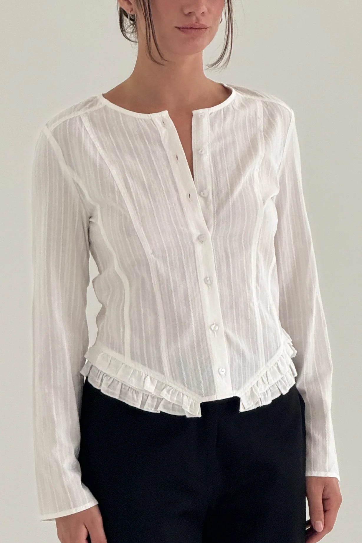 Olga Joan - Ruffle-Hem Blouse - Bianca