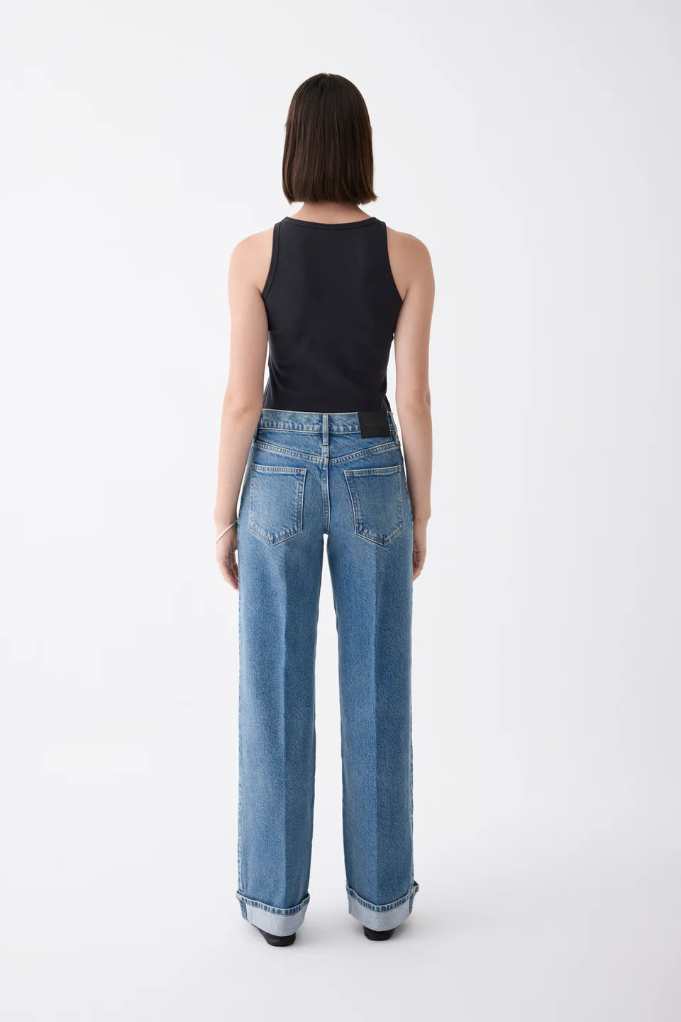 Outland Denim - Mia Cuffed Mid Wide Long Jean - Meridian Mid Blue