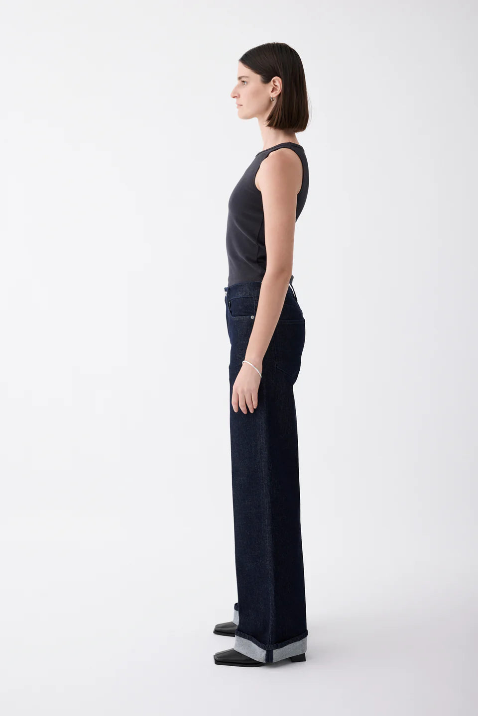 Outland Denim - Mia Cuffed Mid Wide Long Jean - Rinse