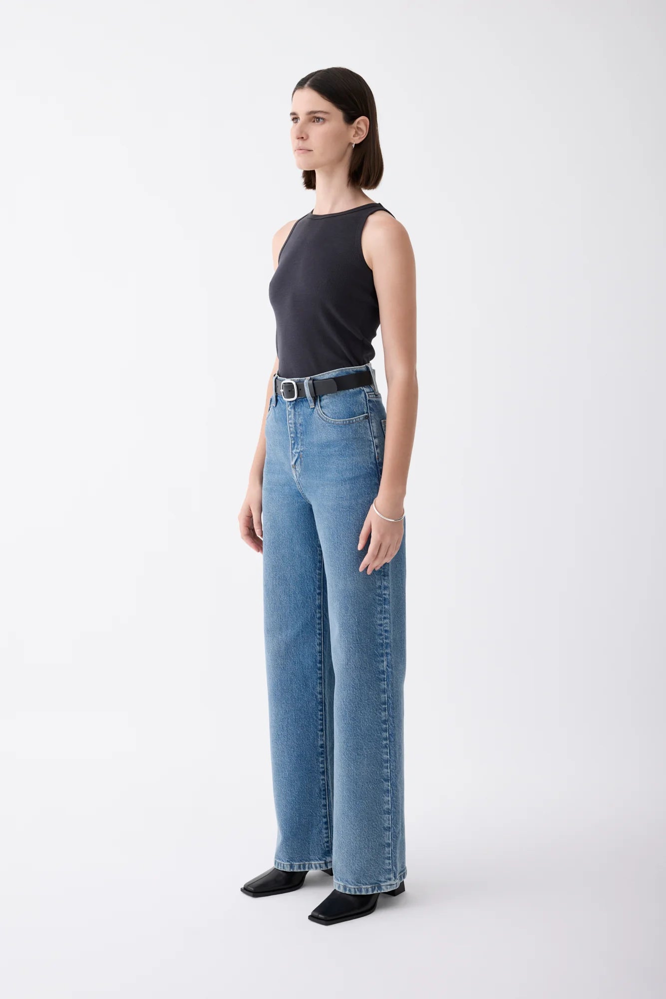 Outland Denim - Ellie High Wide Leg Jean - Meridian Mid Blue