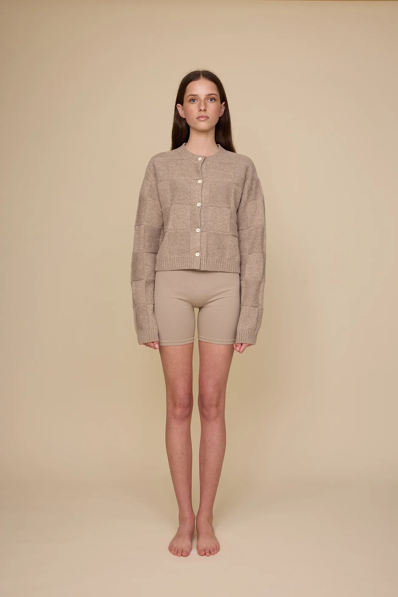 Pharlain - Squares Cardi - Latte Sparkle