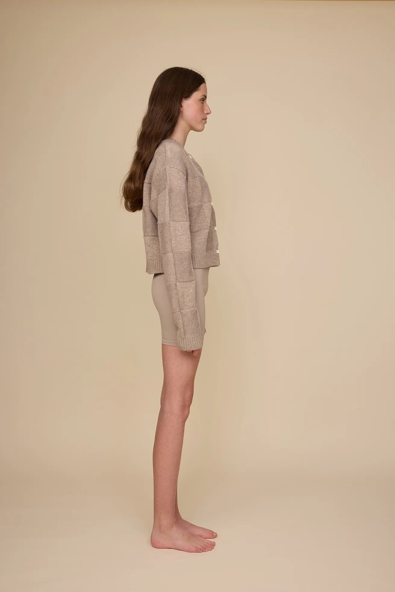 Pharlain - Squares Cardi - Latte Sparkle
