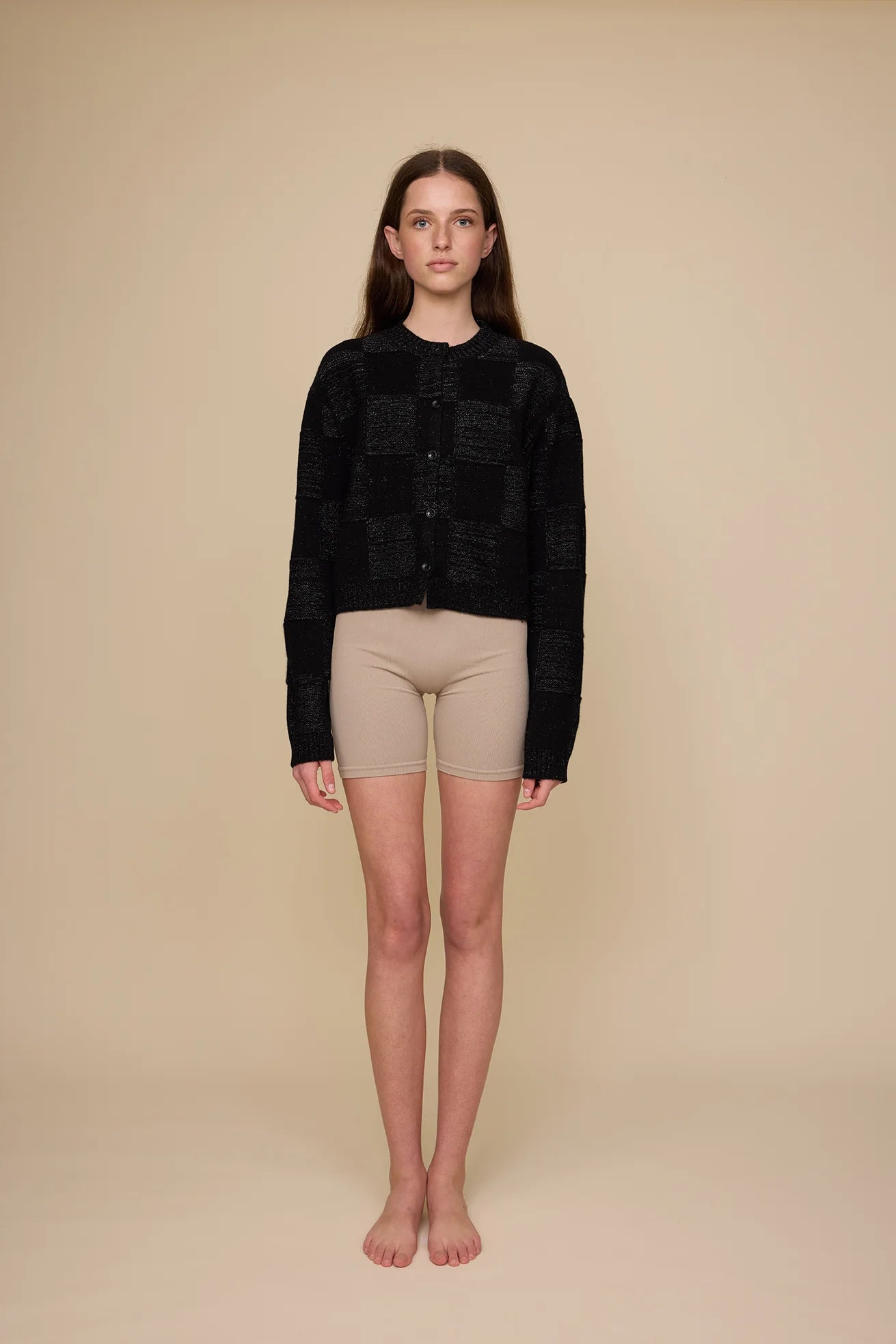 Pharlain - Squares Cardi - Black Sparkle