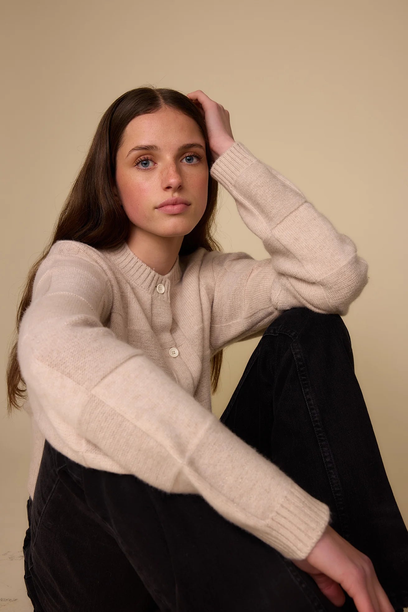 Pharlain - Squares Cardi - Oat Sparkle